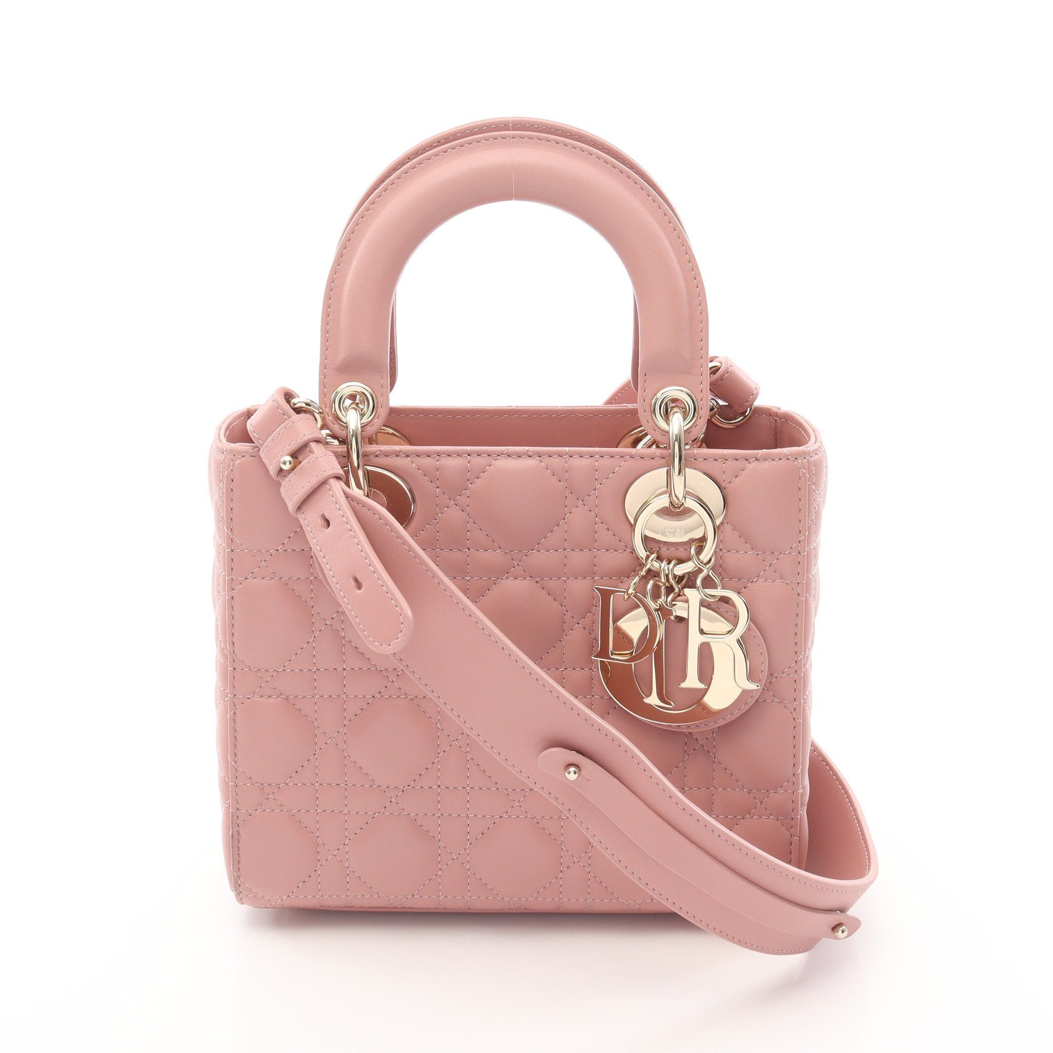 Dior Dior Lady Dior Small Handbag Leather Dusty Pink Size ONE SIZE - 1 Thumbnail