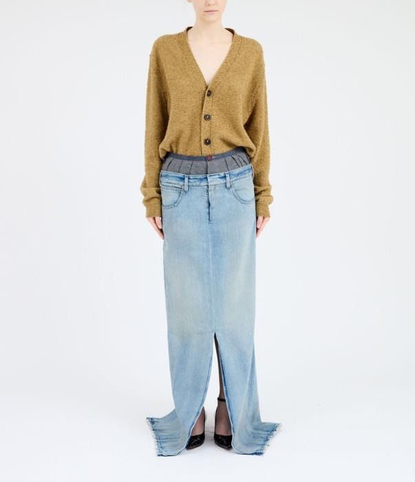 Maison Margiela o1bcso1str0526 Long Denim Skirt in Light Blue Size 26" / US 2 / IT 38 - 11 Thumbnail