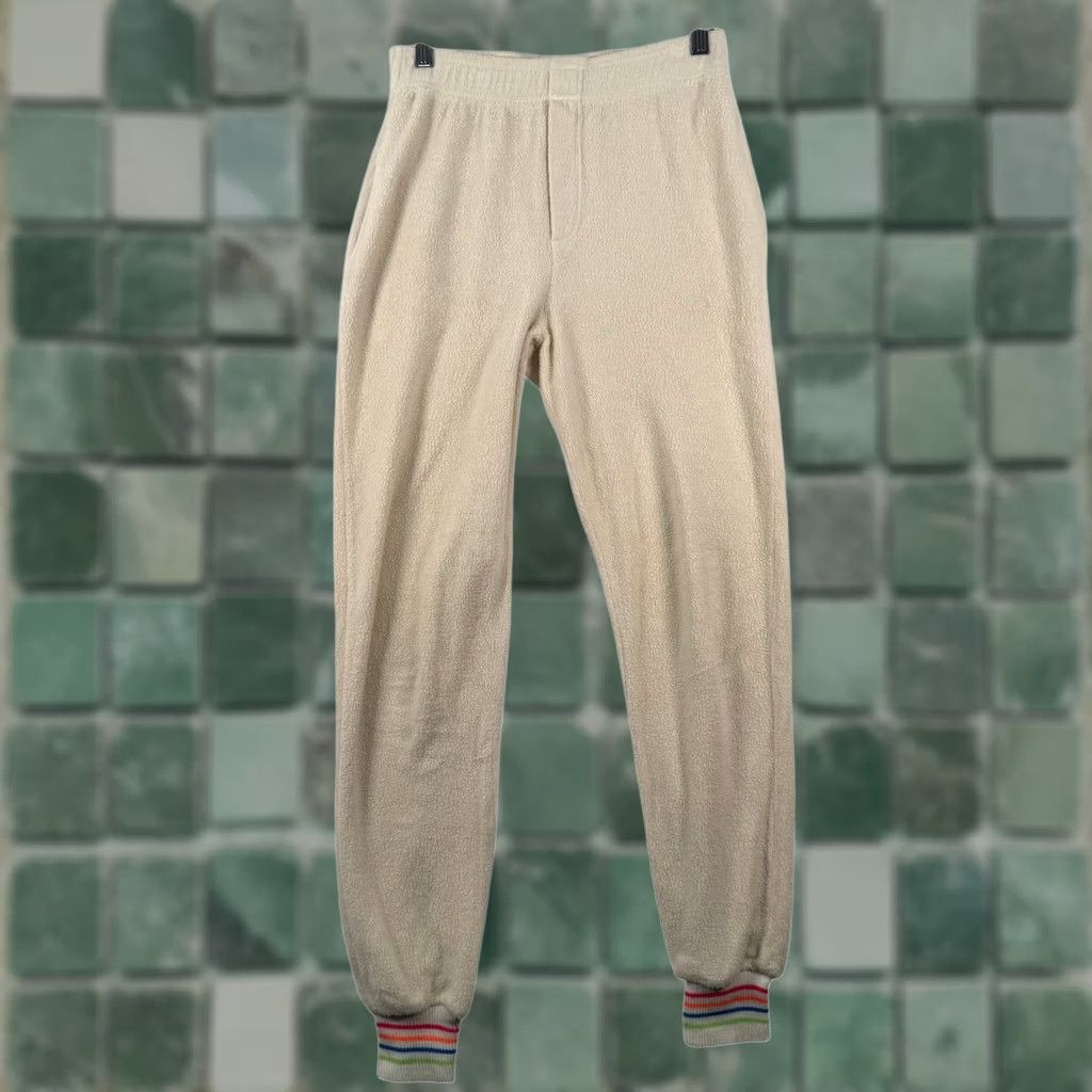 Sundry VINTAGE Sundry Joggers Sweatpants Ivory Rainbow Cuff 0 XS USA Made Adult Women Inseam 27" Relaxed Knit Fleece Activewear Casual Size 26" / US 2 / IT 38 - 1 Thumbnail