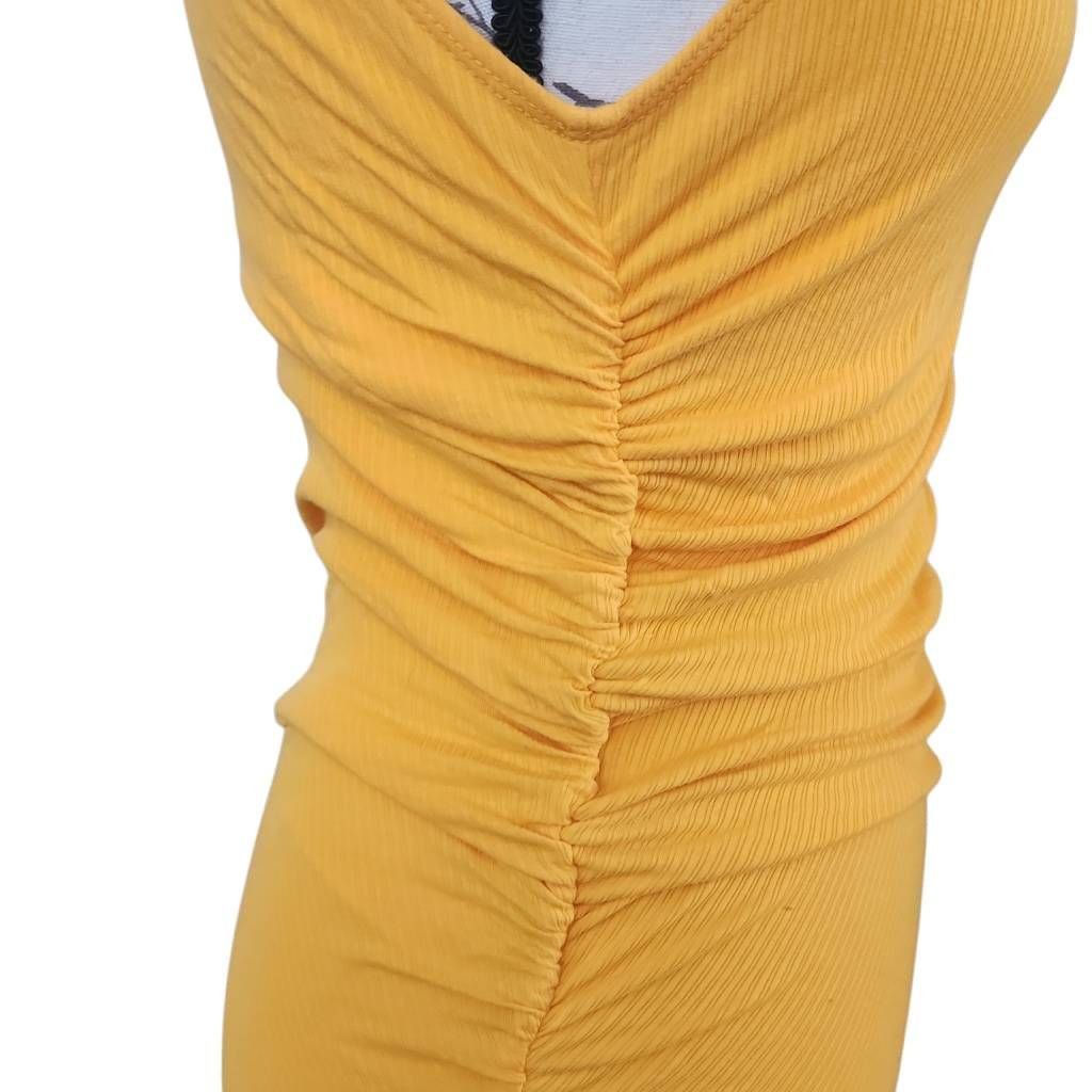 MONROW Monrow Women's Size Small Vivid Yellow Ruched Side Ribbed Bo Size S / US 4 / IT 40 - 4 Thumbnail