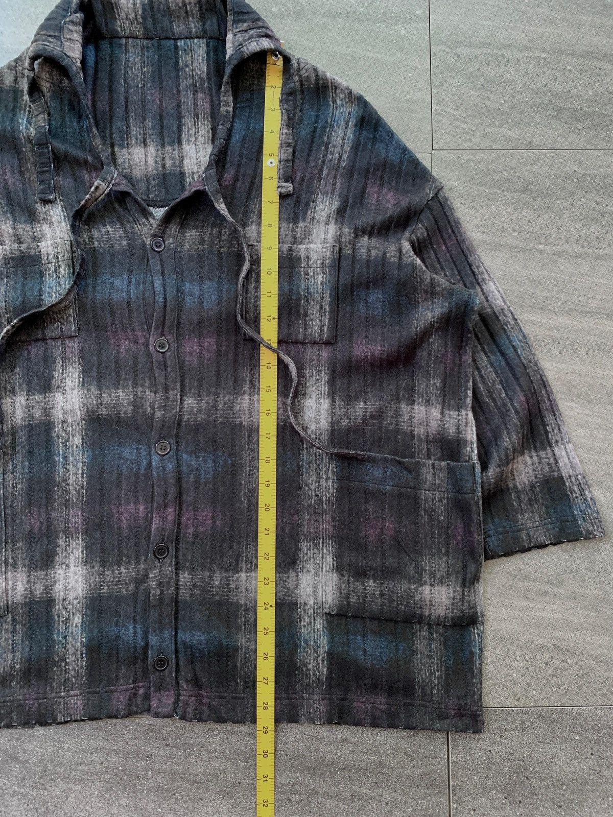 Yohji Yamamoto FREE TAX! Y's Shadow Plaid Knitted Laces Shirt Size US M / EU 48-50 / 2 - 10 Thumbnail