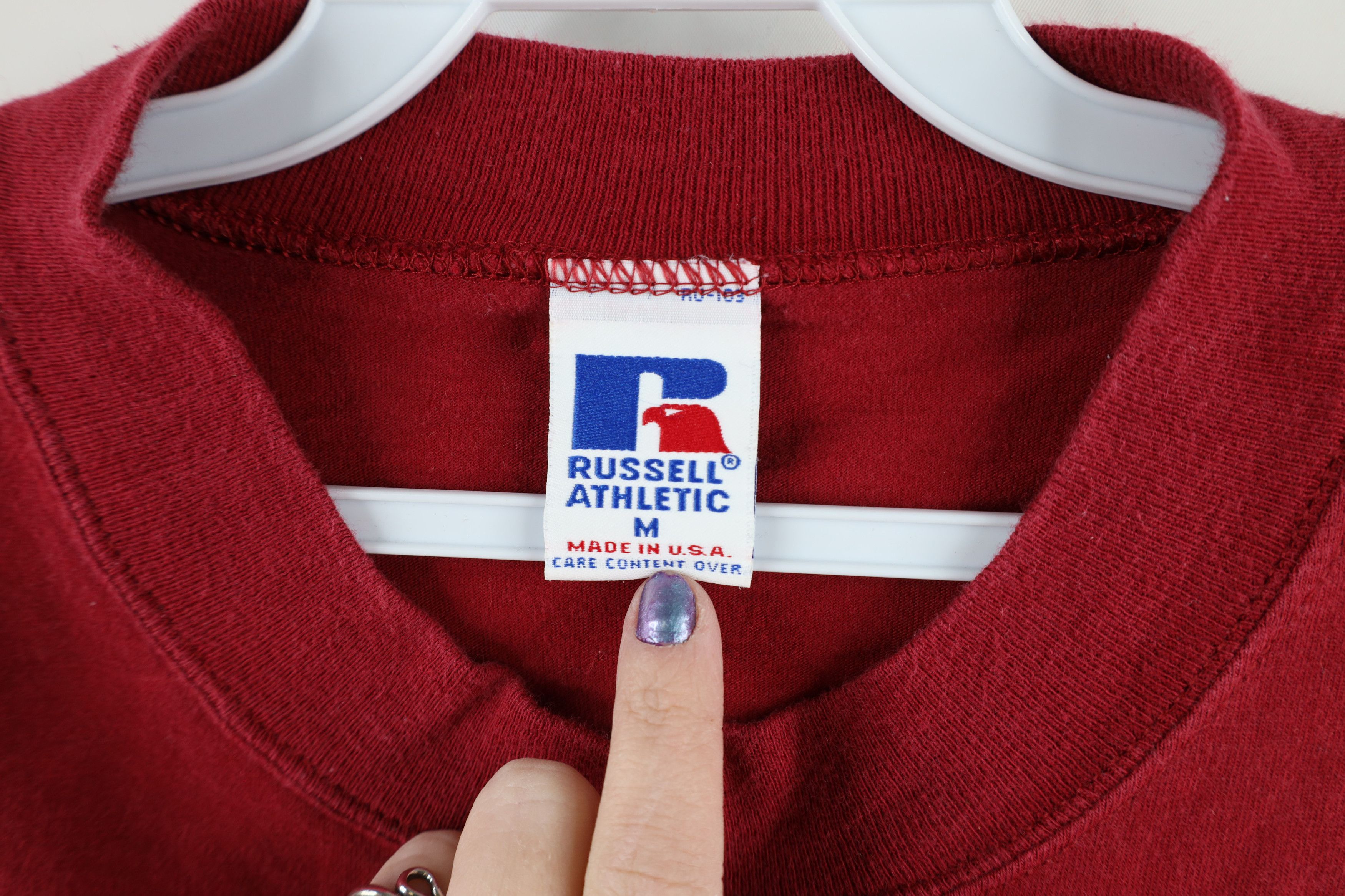 Russell Athletic Vintage 90s Russell Athletic Long Sleeve T-Shirt Red USA Size US M / EU 48-50 / 2 - 6 Thumbnail