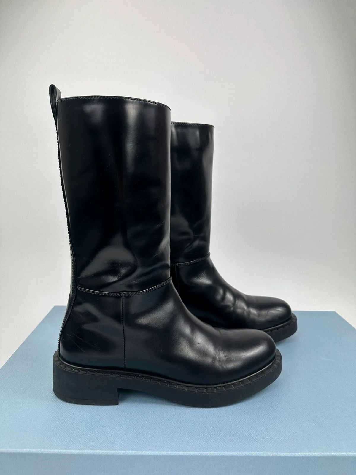 Prada Prada FW2021 Calf Leather Black Boots Vernis Patent Size US 8 / EU 41 - 2 Thumbnail
