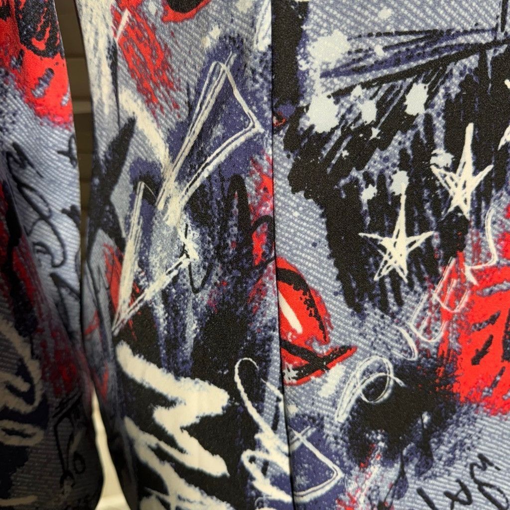 Vintage Y2K blazer avant garde street signs graffiti blue red 1X Size XL / US 12-14 / IT 48-50 - 15 Thumbnail