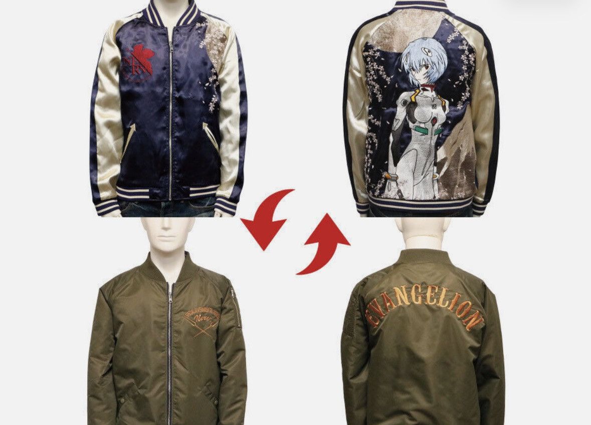 Japanese Brand Nishiki × EVANGELION Rei Ayanami Sukajan & MA-1 Jacket Size US XL / EU 56 / 4 - 4 Thumbnail