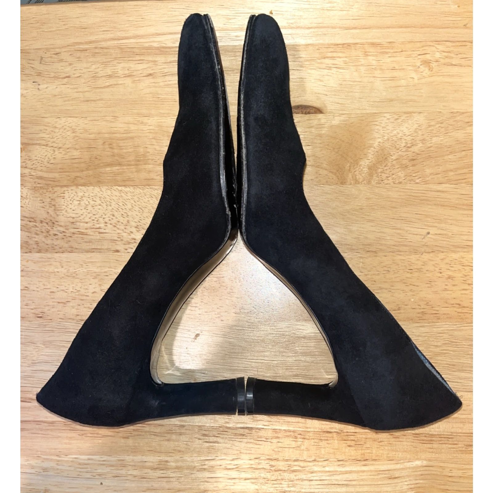 Vintage VINTAGE Joan & David Women's High Heel Pump Square Toe Slip-On Black Suede 7.5M Retro Wedding Formal Dress Shoes Size US 5.5 / IT 35.5 - 7 Thumbnail
