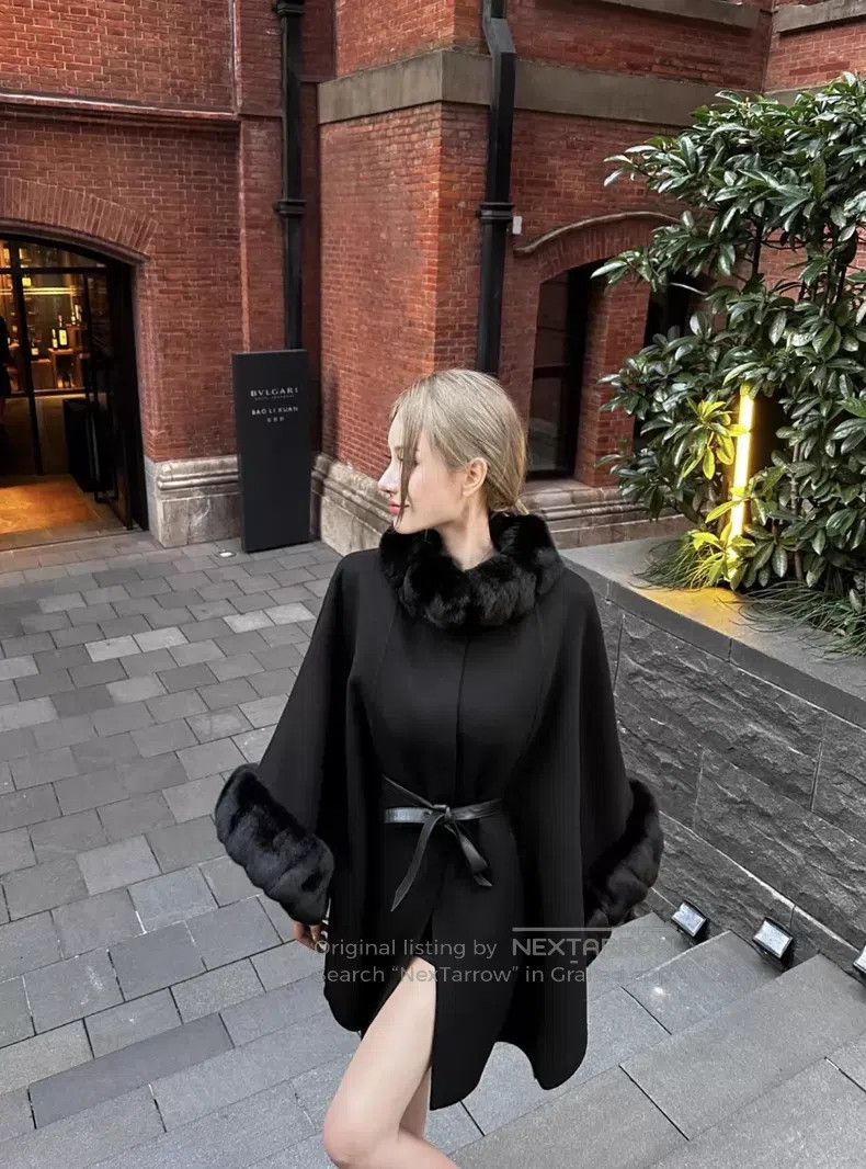 Loro Piana Loro Piana Black rabbit + cashmere cloak coat Size M / US 6-8 / IT 42-44 - 9 Thumbnail