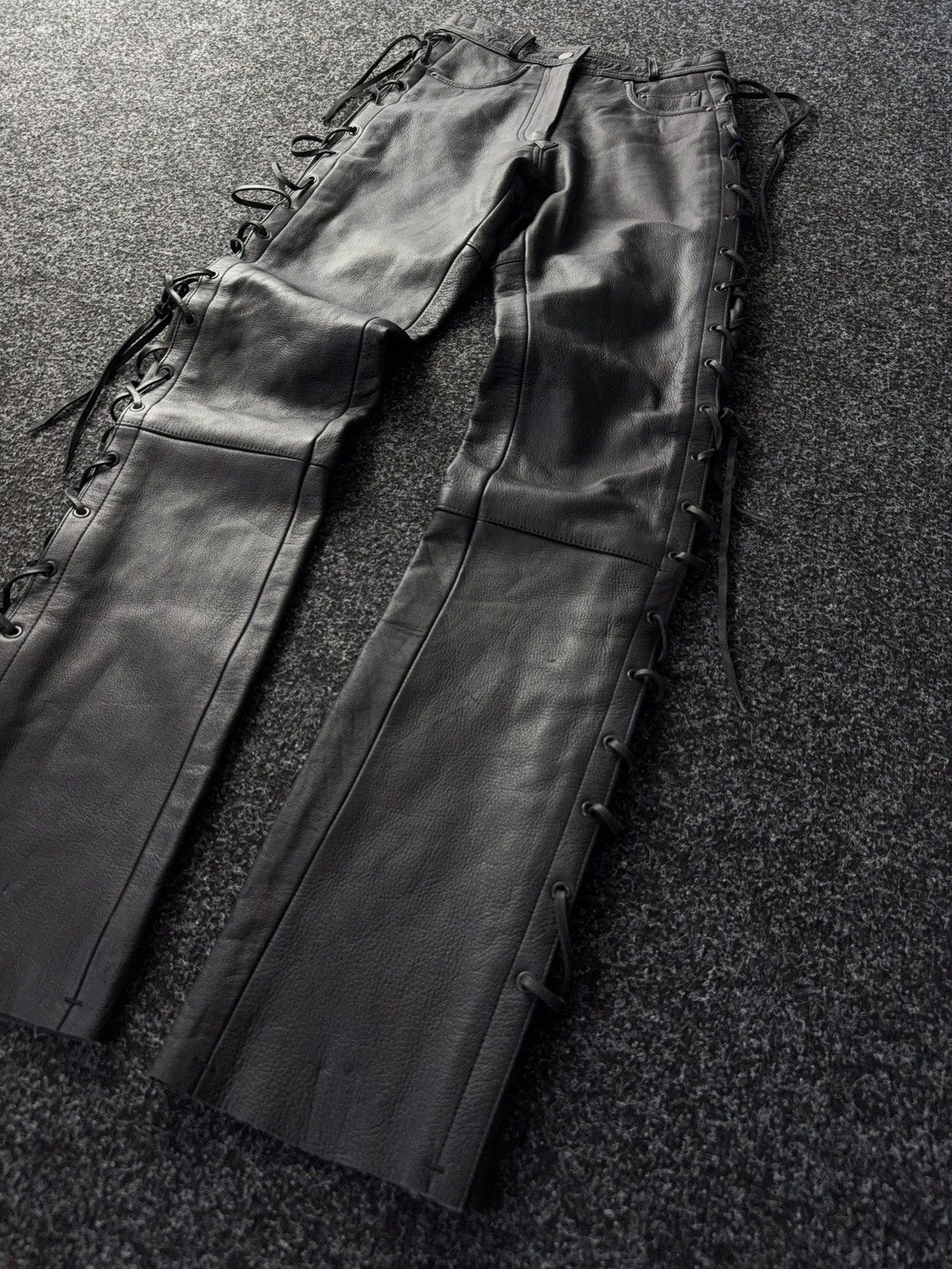 Leather Y2K Vintage Leather Pants Opium Style Alt Biker USA Rare Size 26" / US 2 / IT 38 - 3 Thumbnail