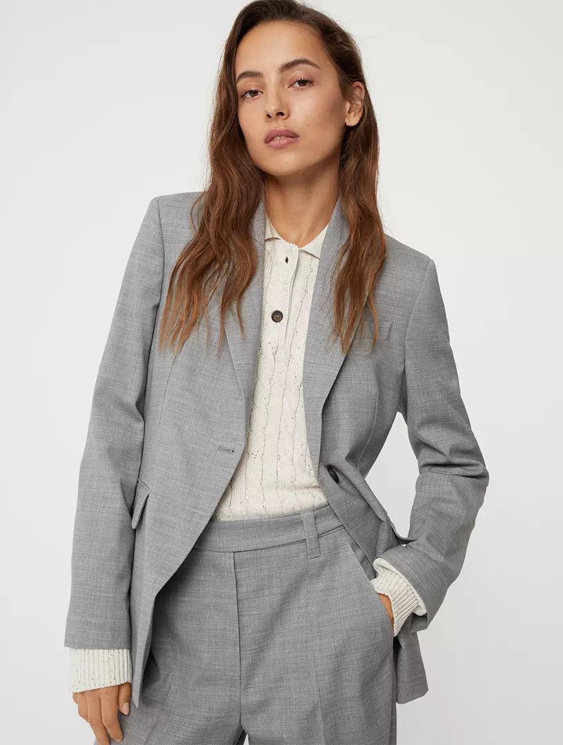 Brunello Cucinelli o1la1rc1a0425 Woven Jacket Wool in Light Grey Size L / US 10 / IT 46 - 4 Thumbnail