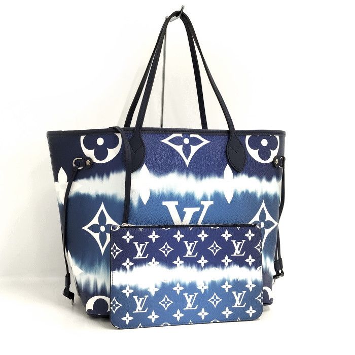 image of Louis Vuitton Neverfull Mm Tote Bag Pouch Monogram Escale in Brown, Women's