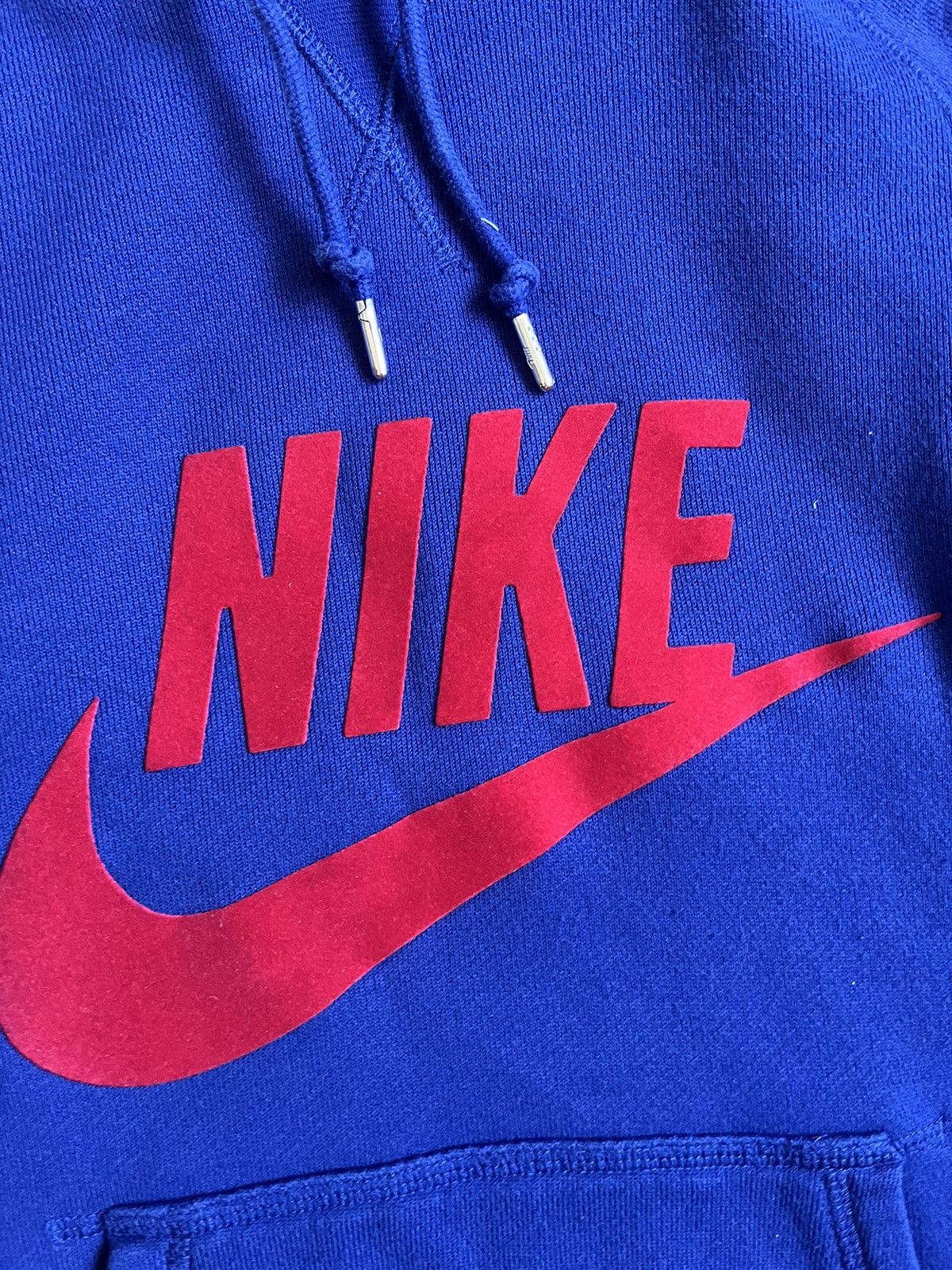 Nike Vintage Nike Y2K Blue Cotton Hoodie Big Velour Logo Size M Size US M / EU 48-50 / 2 - 4 Thumbnail