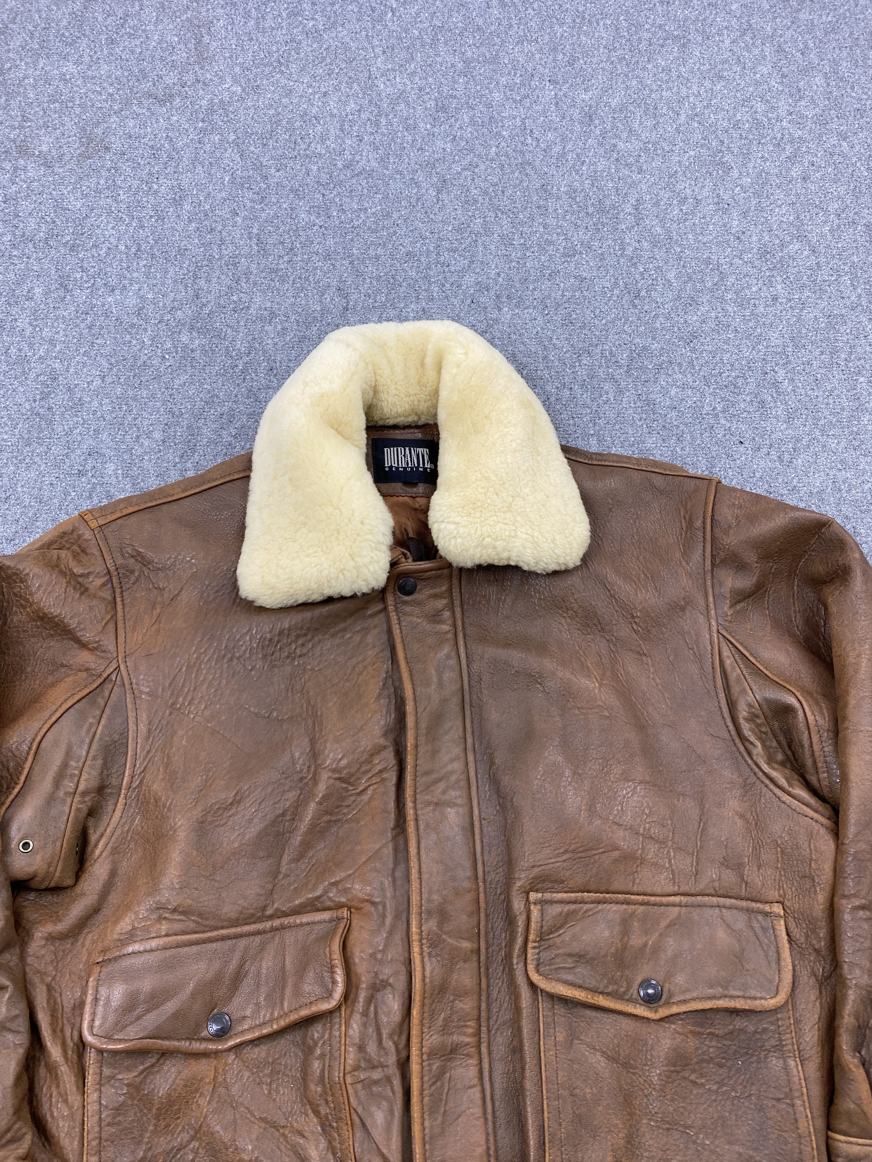 Japanese Brand Vintage Durante Sherpa Collar Leather Jacket MJ0079Z Size US L / EU 52-54 / 3 - 2 Thumbnail