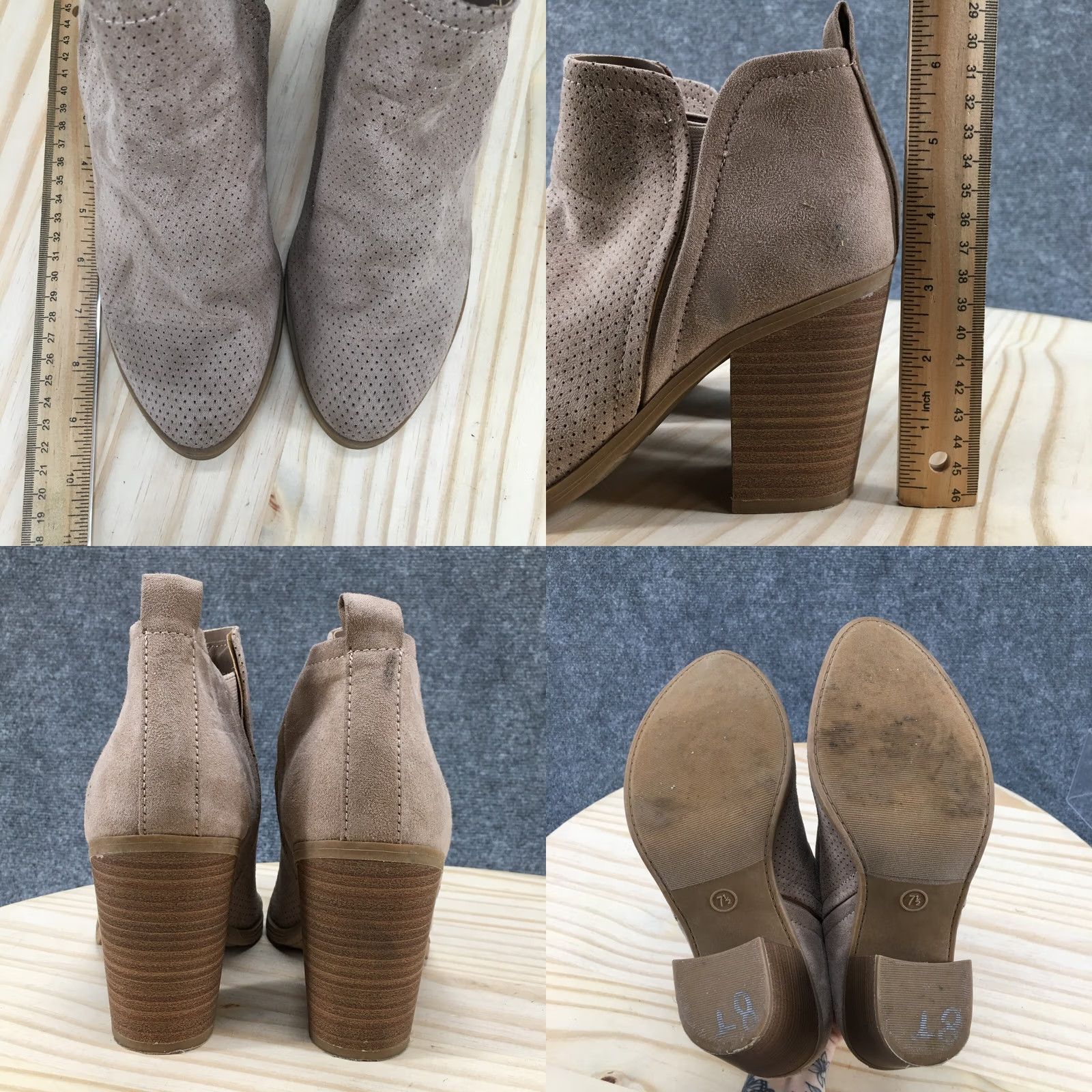 Vintage Universal Thread Avalyn Bootie Womens 7.5 Brown Slip On Perforated Ankle Bootie Brown Boots Womens 7.5 Casual Fall Spring Winter Block Heel Size US 8 / IT 38 - 8 Thumbnail