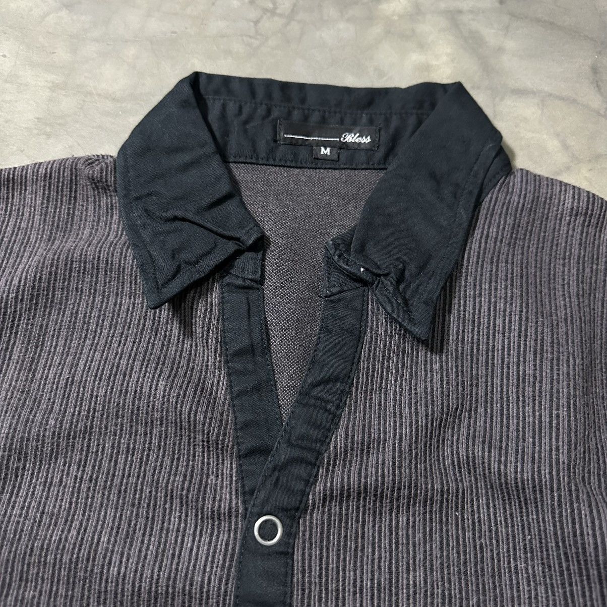 Japanese Brand JAPANESE CRAZY GOTHIC RIBBED COLLARED HENLEY BLESS SHIRT Size US M / EU 48-50 / 2 - 8 Thumbnail