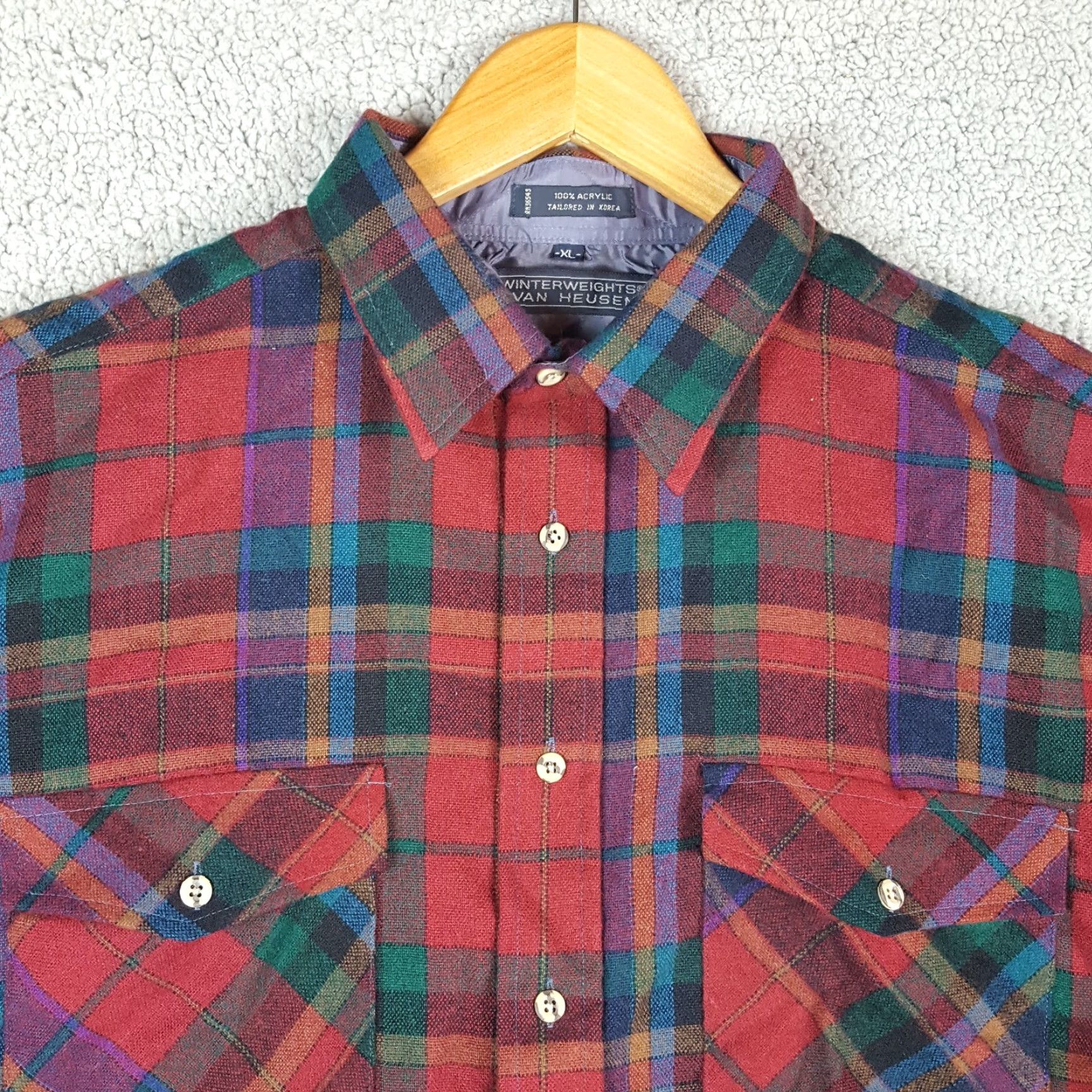 Van Heusen VINTAGE Van Heusen 90s Plaid Flannel Button-Up Shirt Men's XL Red Grunge Outdoor Long Sleeve Casual Size US XL / EU 56 / 4 - 2 Thumbnail