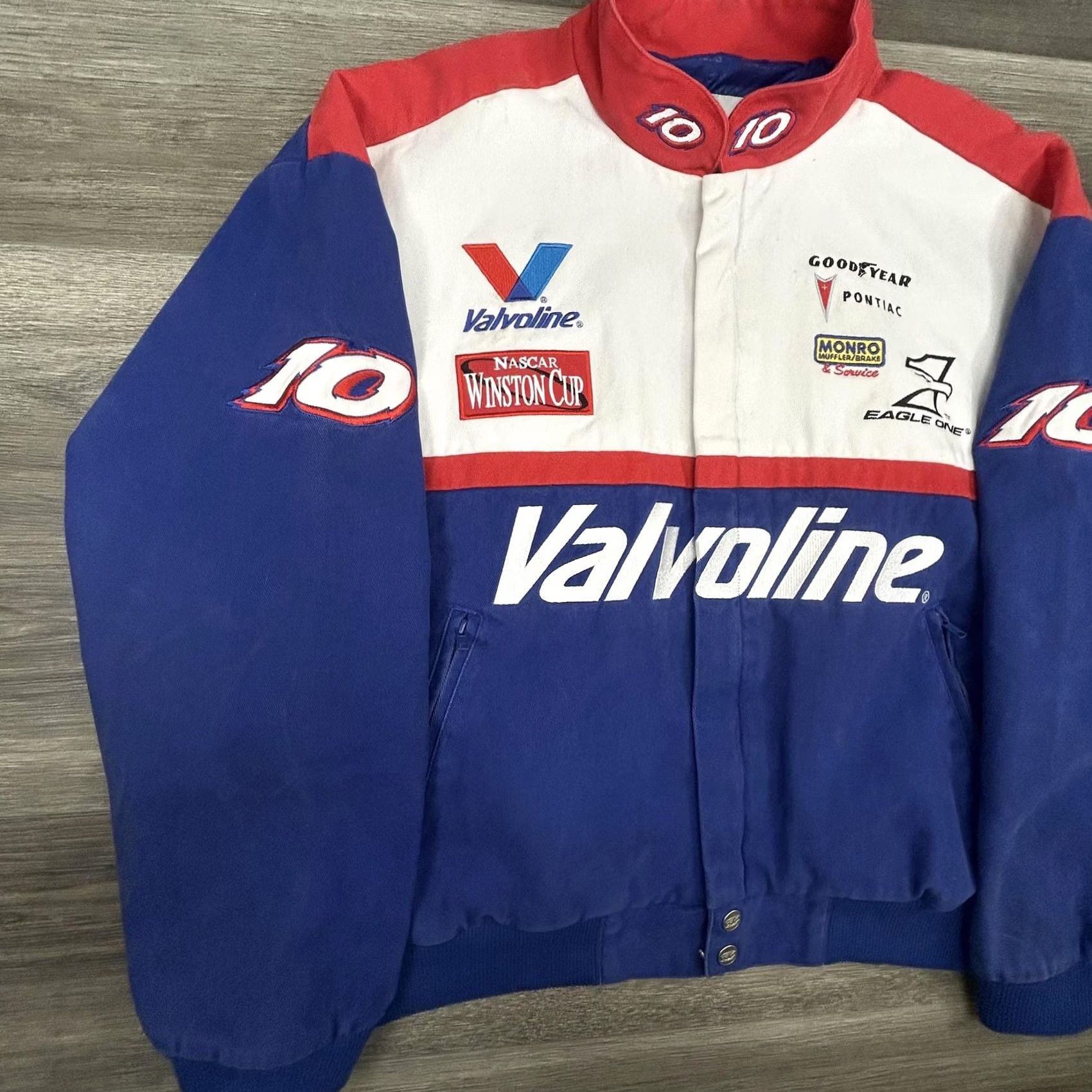 NASCAR VINTAGE Nascar Jacket Mens XL Blue Racing Valvoline Winston Goodyear 10 NASCAR 90s Vintage Mens Blue Jacket Size US XL / EU 56 / 4 - 3 Thumbnail