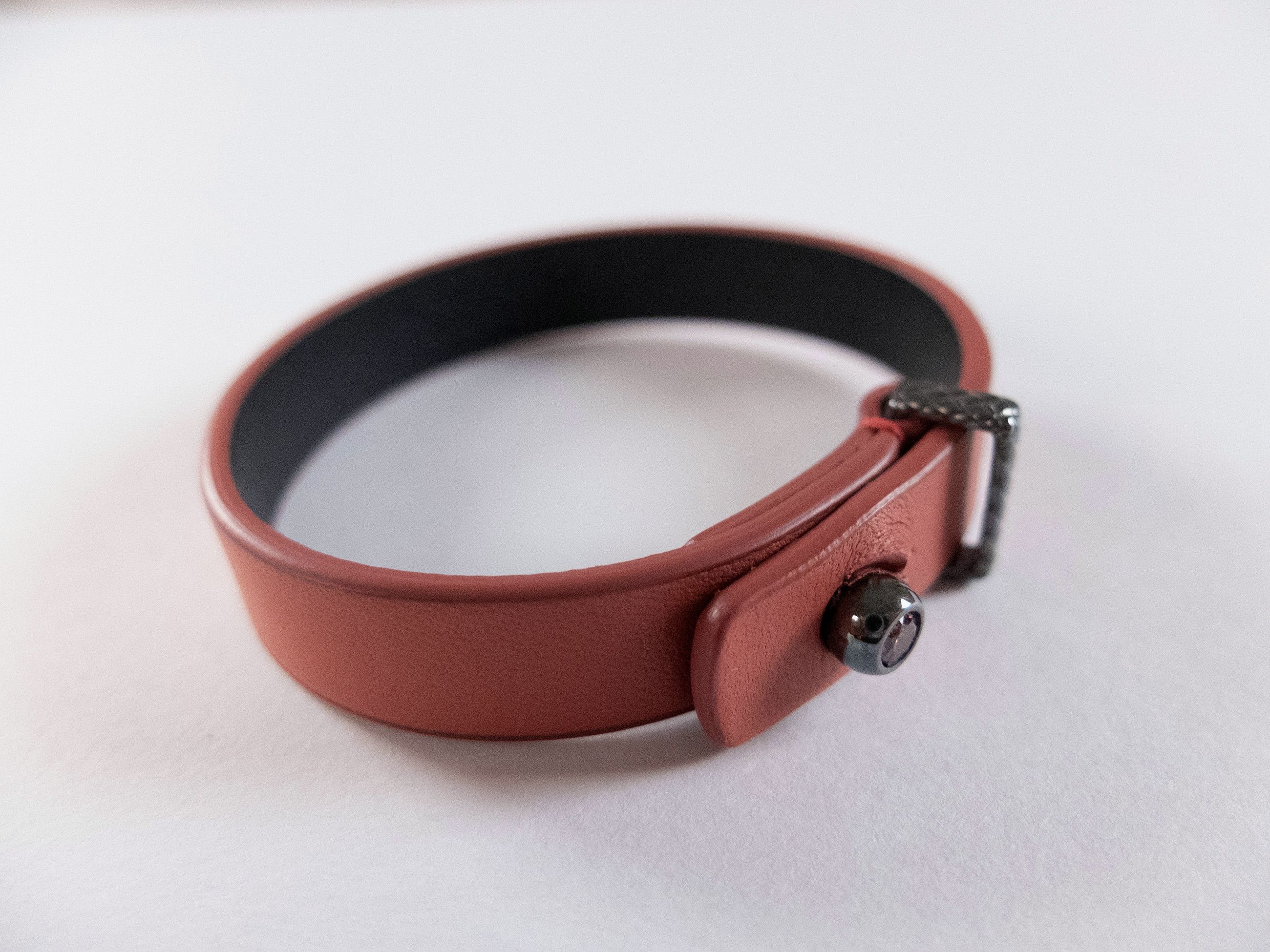 Bottega Veneta BOTTEGA VENETA pink leather Sterling silver bracelet Medium Size ONE SIZE - 3 Thumbnail