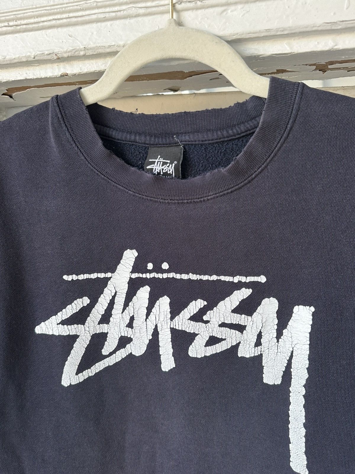 Stussy Vintage Stussy Logo Torn Faded Long Sleeve Sweatshirt Size US M / EU 48-50 / 2 - 2 Thumbnail