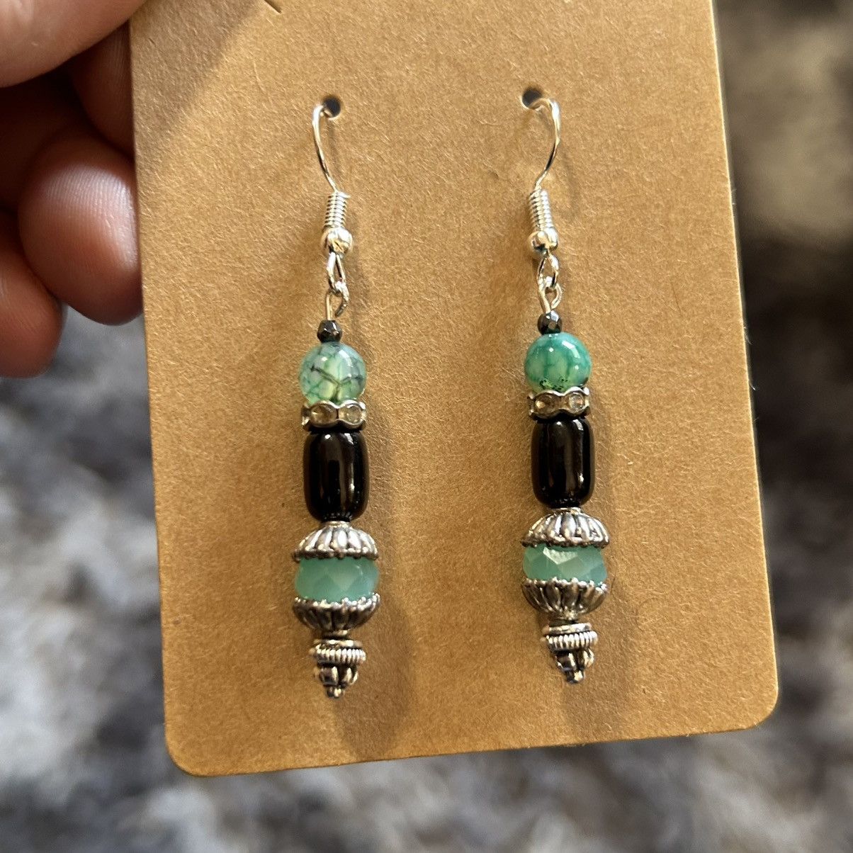 Handmade Handcrafted elegant genuine stone cat eye glass earrings Size ONE SIZE - 2 Thumbnail