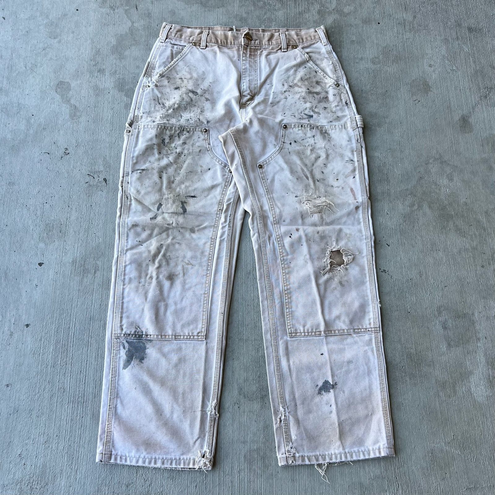 Carhartt faded brown double knee work wear carpenter pants