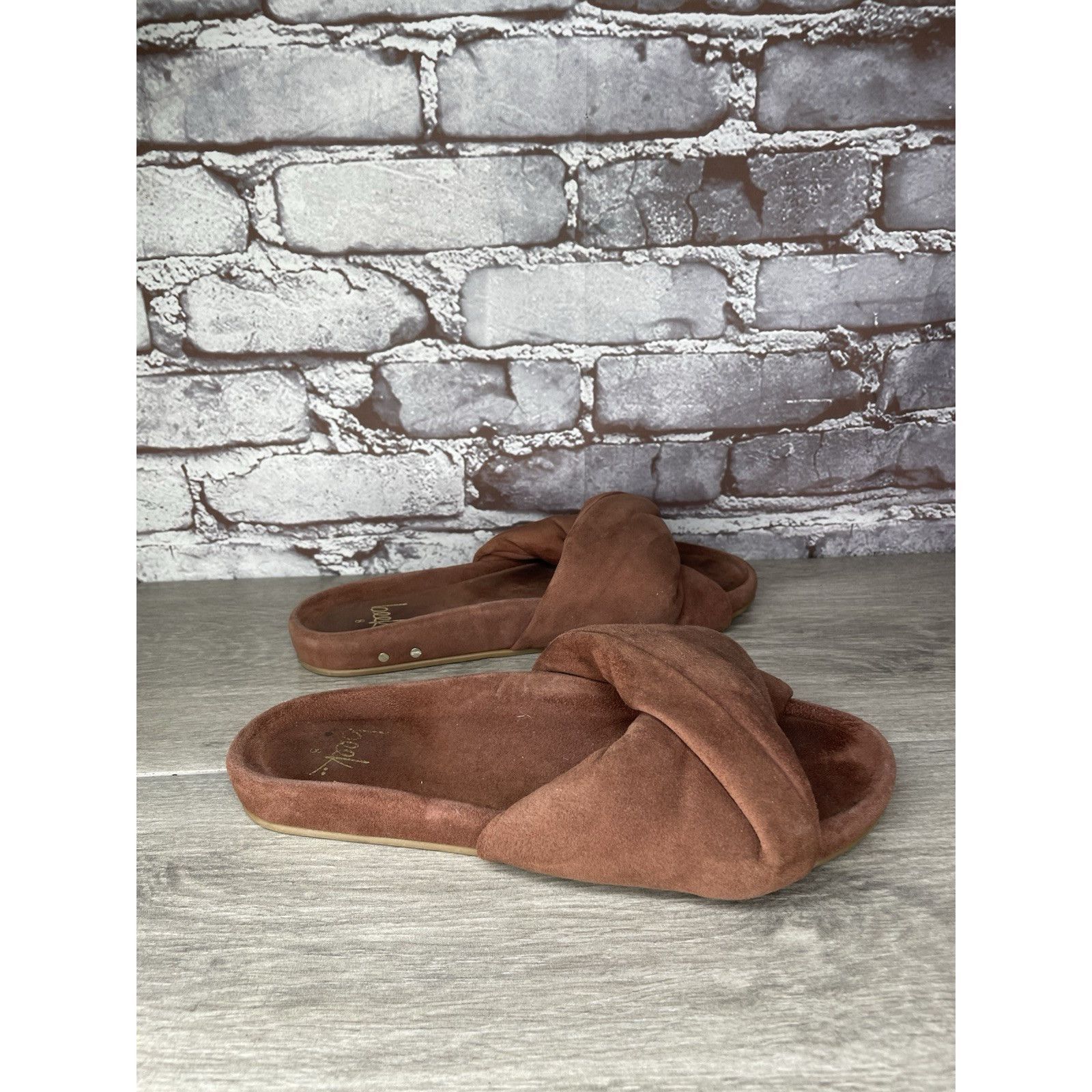 beek Beek Tesia Burnt Brown Suede Leather Slides Casual Sandals W Size US 8 / IT 38 - 3 Thumbnail