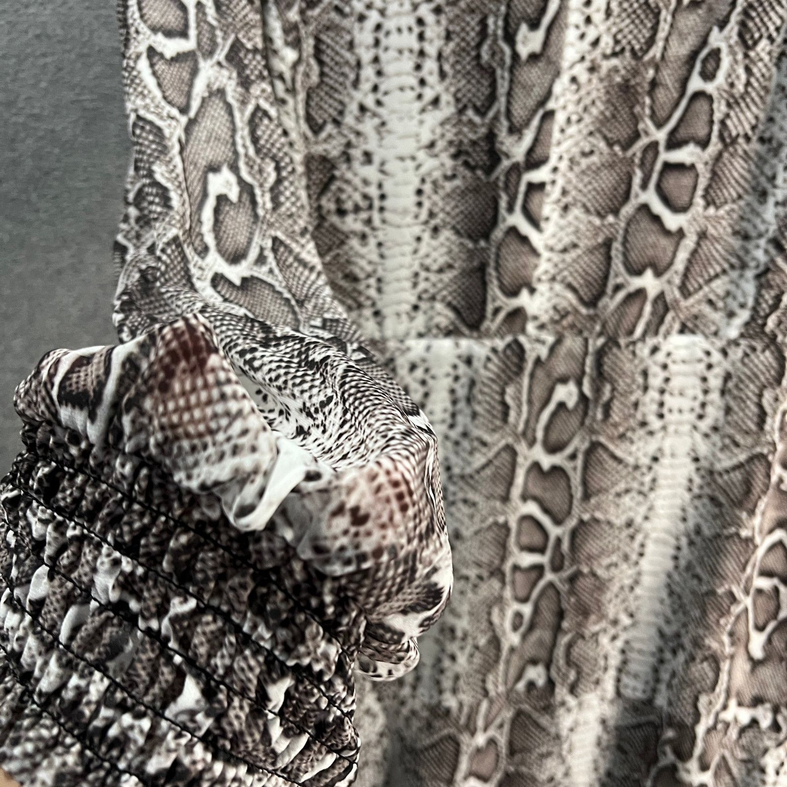 Other Sam Edelman Snakeskin Tiered Ruffle Midi Dress Grey Size L / US 10 / IT 46 - 14 Thumbnail