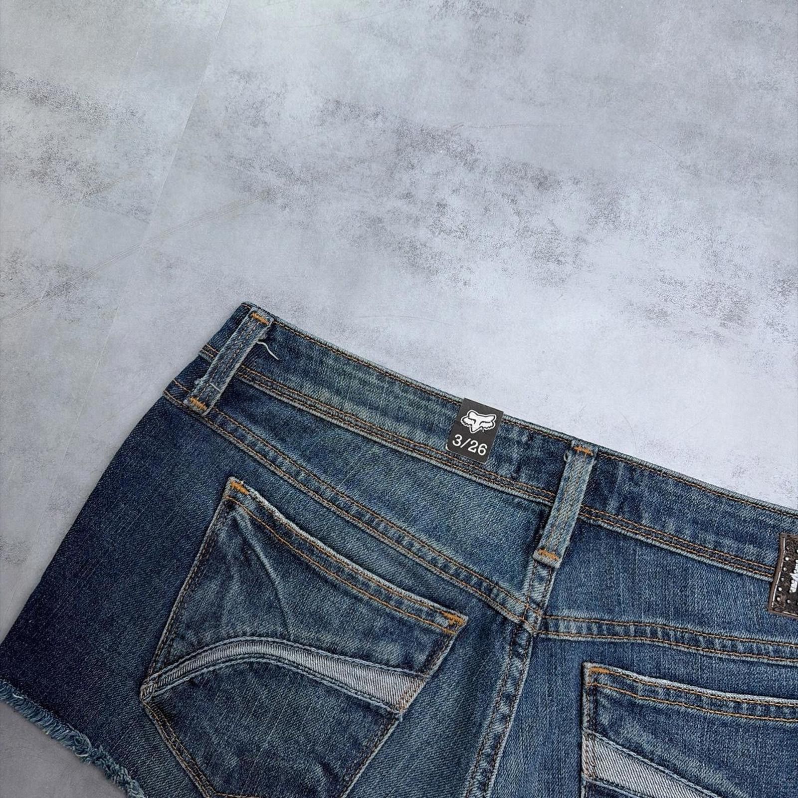 Fox Racing Y2K Fox Racing Grunge Mini Denim Shorts Size 29" - 3 Thumbnail