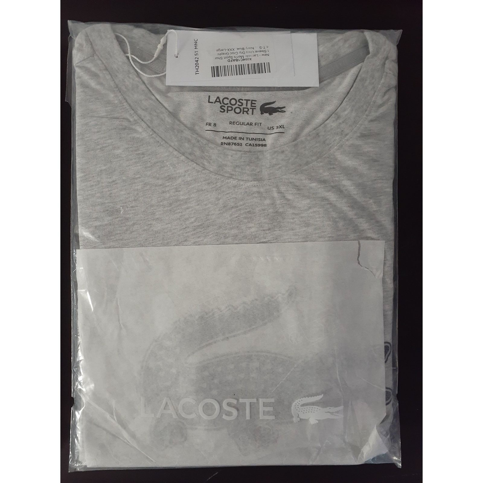 Lacoste Lacoste Men's Regular-fit Ultra Dry Graphic T-Shirt Gray XL Size US XXL / EU 58 / 5 - 2 Thumbnail