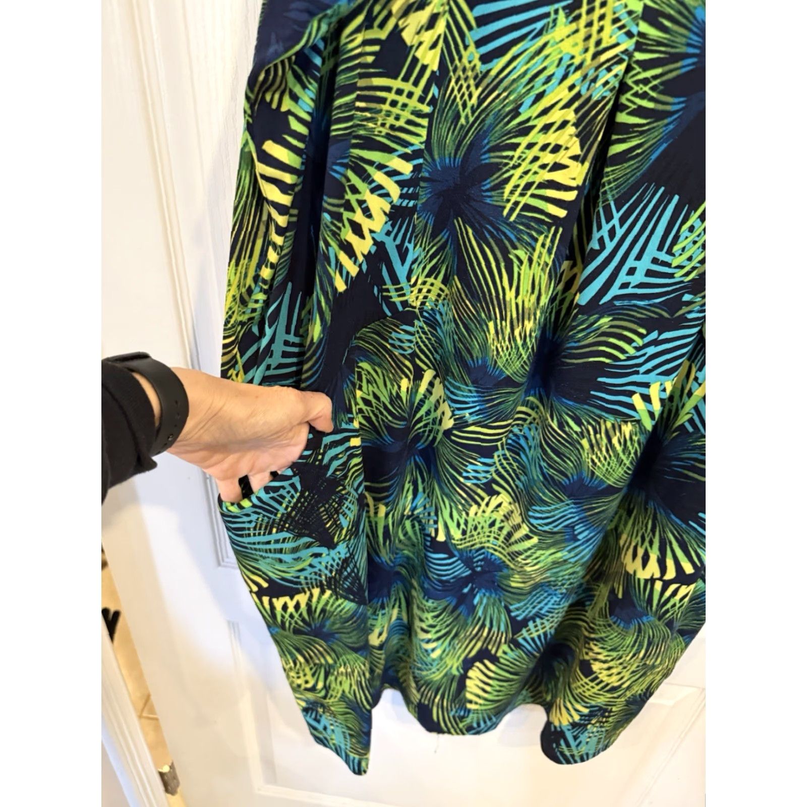 Vintage Catherines Dress Shift Midi Sleeveless A-line Blue Aqua Green Plus 3X 22/24W Womens Size XXL / US 16-18 / IT 52-54 - 3 Thumbnail
