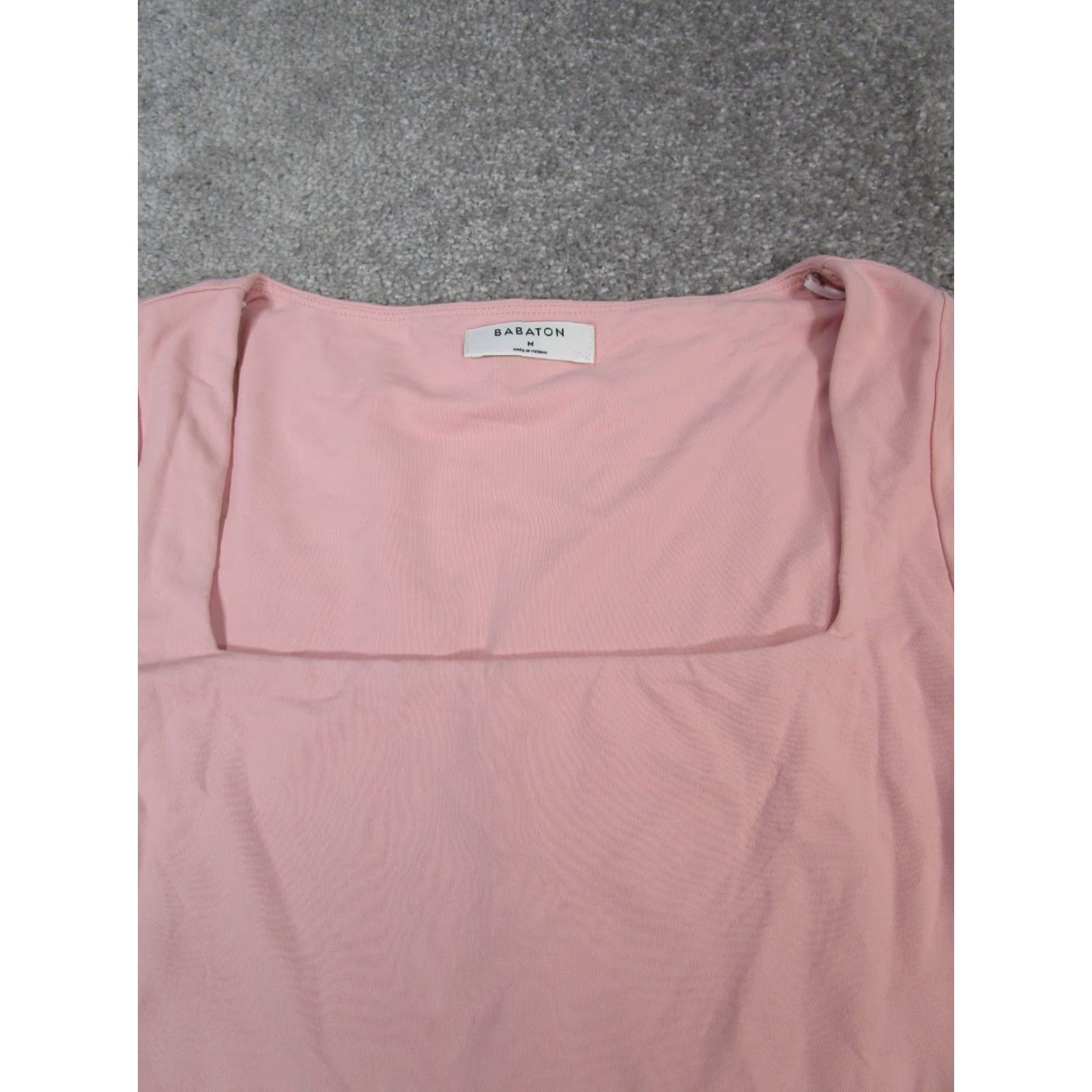 Vintage Babaton Shirt Womens M Pink Cropped T-Shirt Square Neck Pullover Nylon Regular Size M Size M / US 6-8 / IT 42-44 - 2 Thumbnail