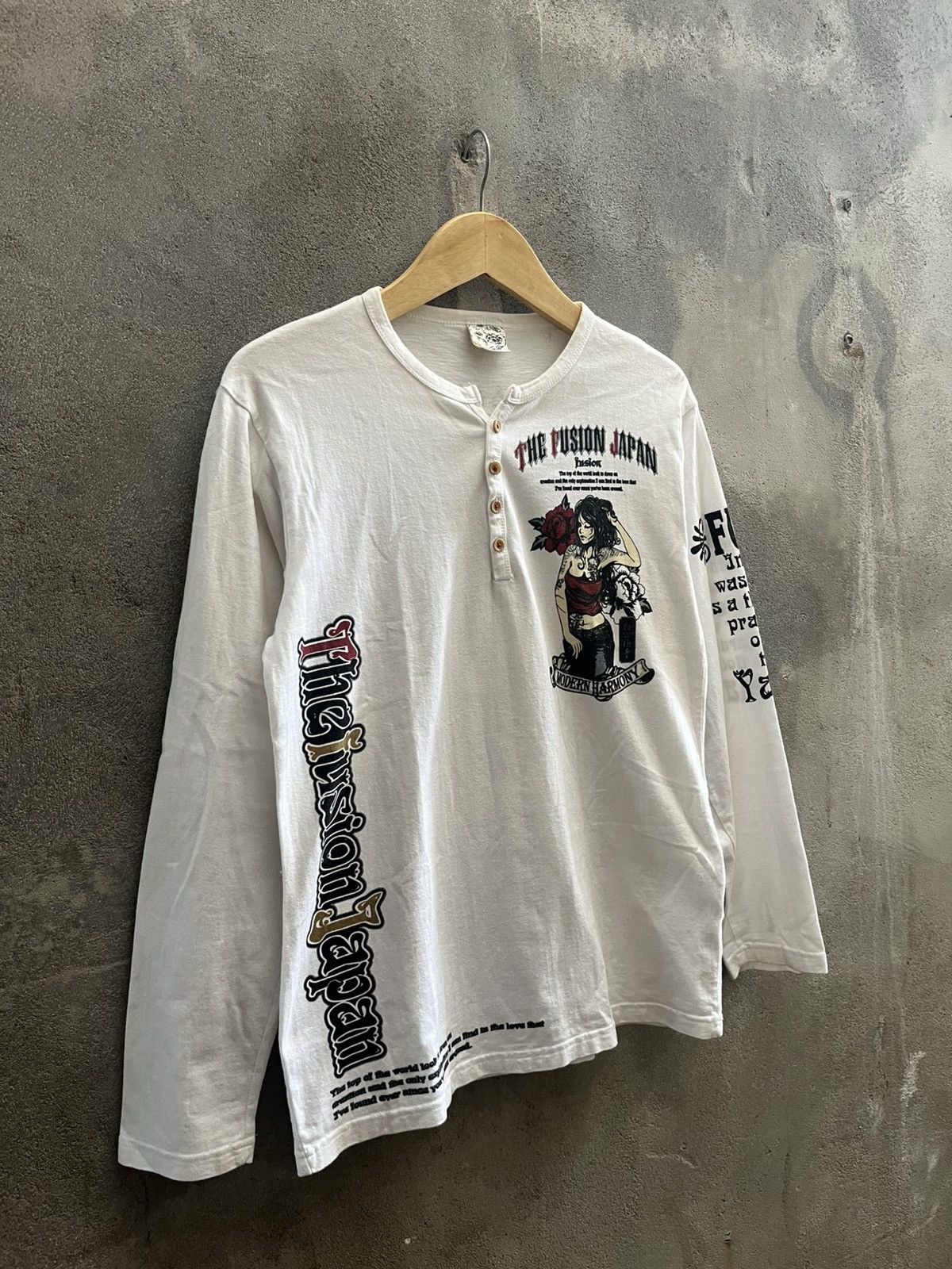 If Six Was Nine The Fusion JapanHenley Long Sleeve Graphic Tee – Y2K Vintage Size US L / EU 52-54 / 3 - 5 Thumbnail