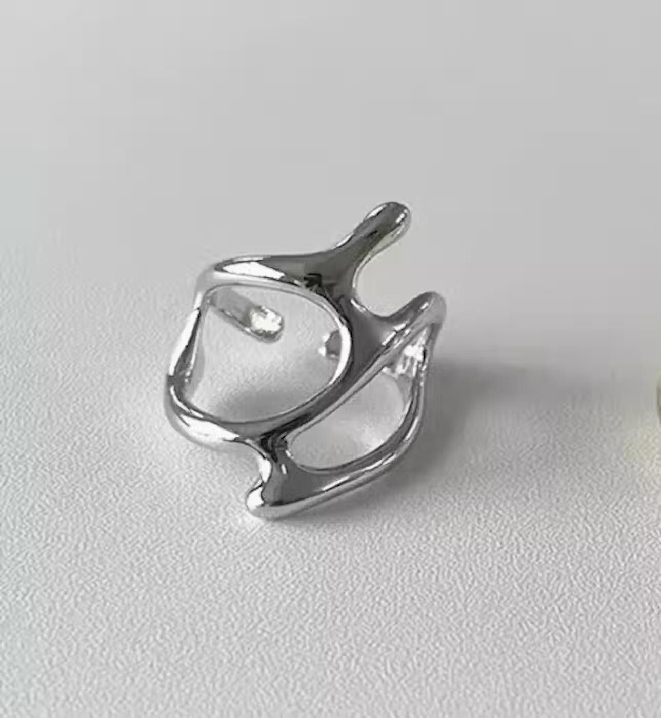 Jewelry Abstract Ring Slime Silver Modern Punk Art Psychedelic Size ONE SIZE - 1 Thumbnail