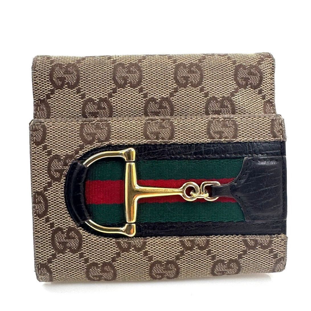 Gucci Gucci GG Neutral Canvas Monogram Web Canvas Compact Wallet Size ONE SIZE - 1 Thumbnail