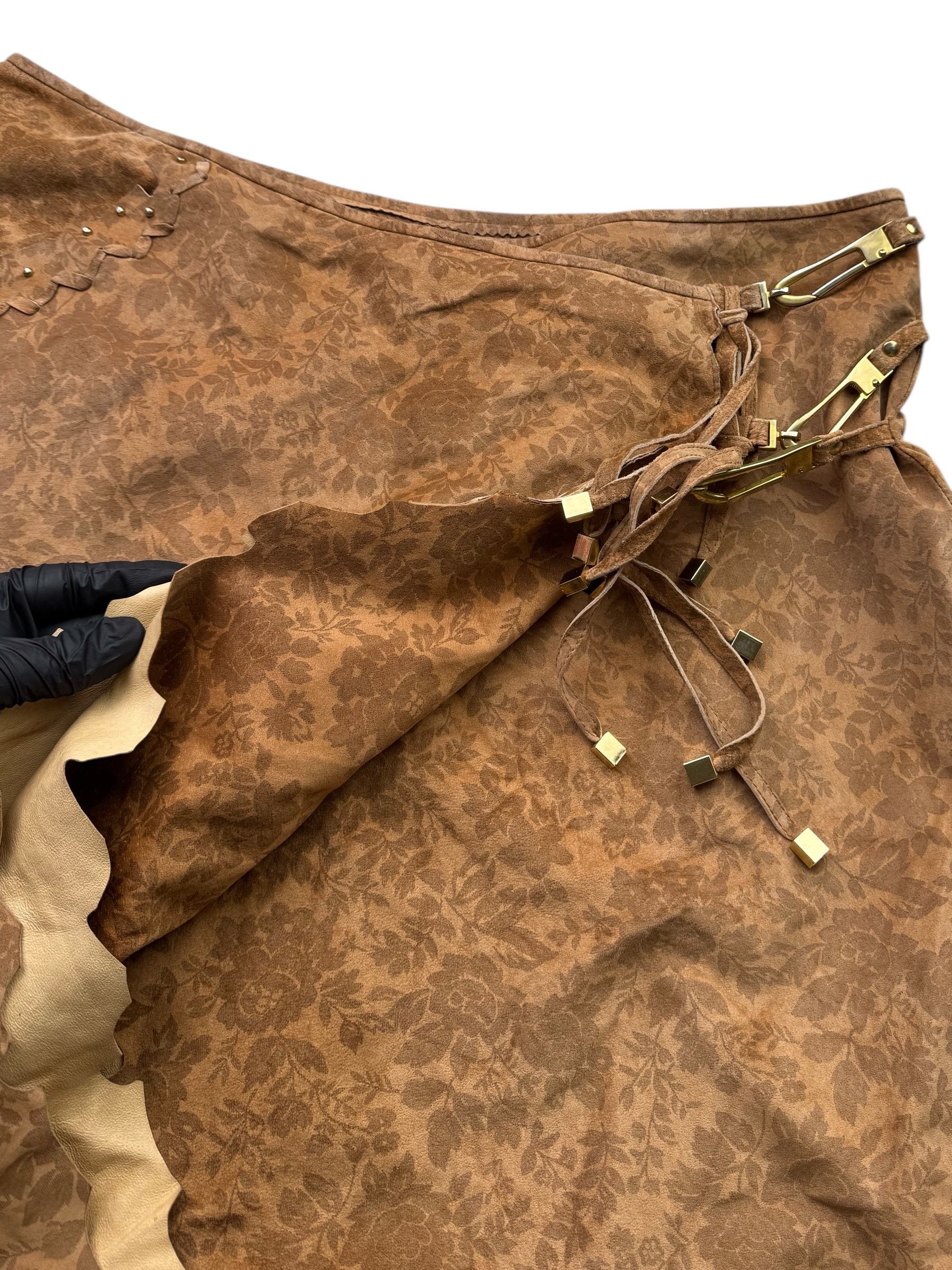 Japanese Brand Vintage Leather Skirt With Straps W265(V9) Size 32" / US 10 / IT 46 - 5 Thumbnail