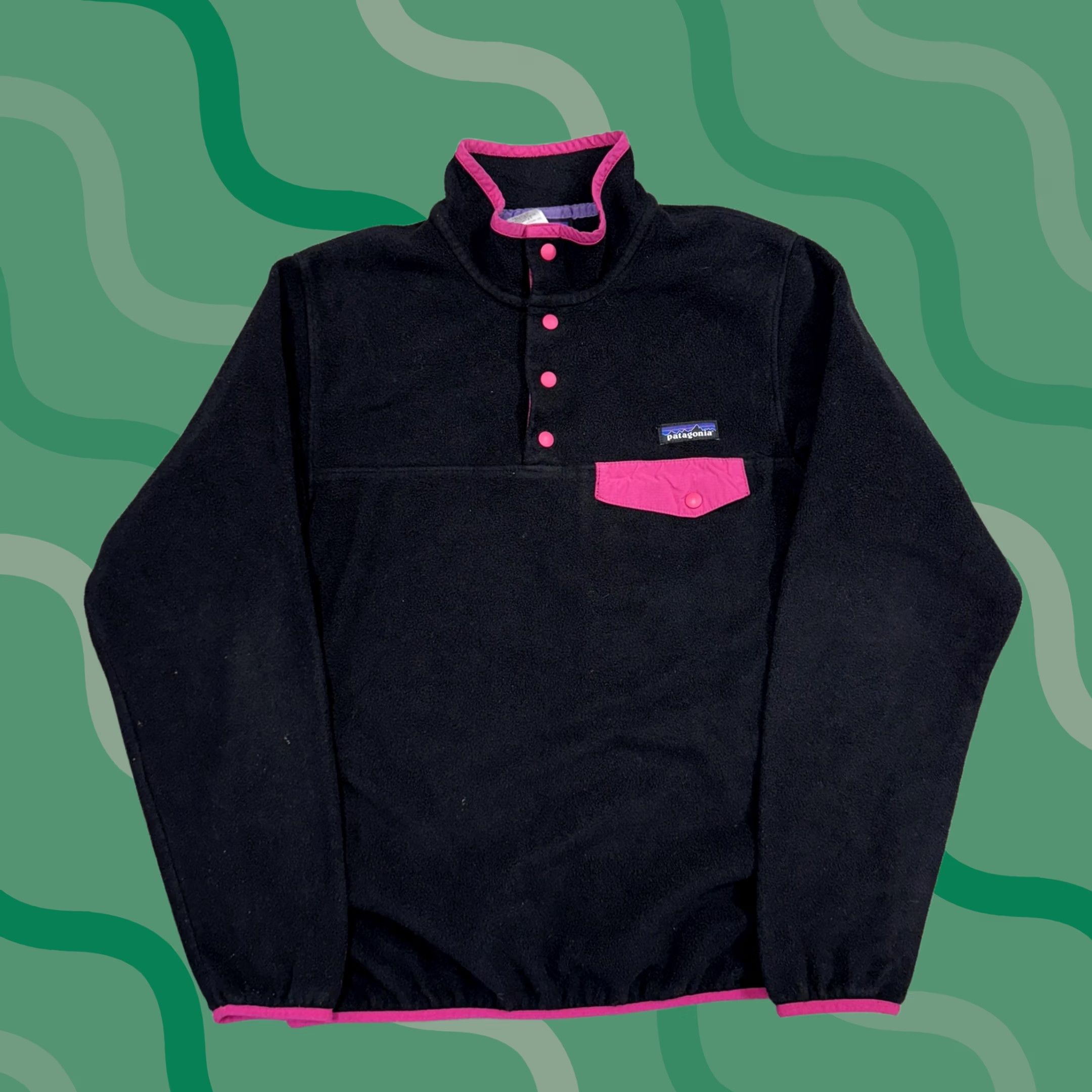 Patagonia Patagonia Synchilla Snap-T Fleece Pullover Womens M Black Pink Sweater Size M / US 6-8 / IT 42-44 - 1 Thumbnail