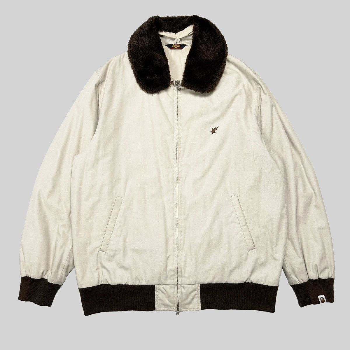 image of Bape Sta Fur Jacket in Cream, Men's (Size XL)