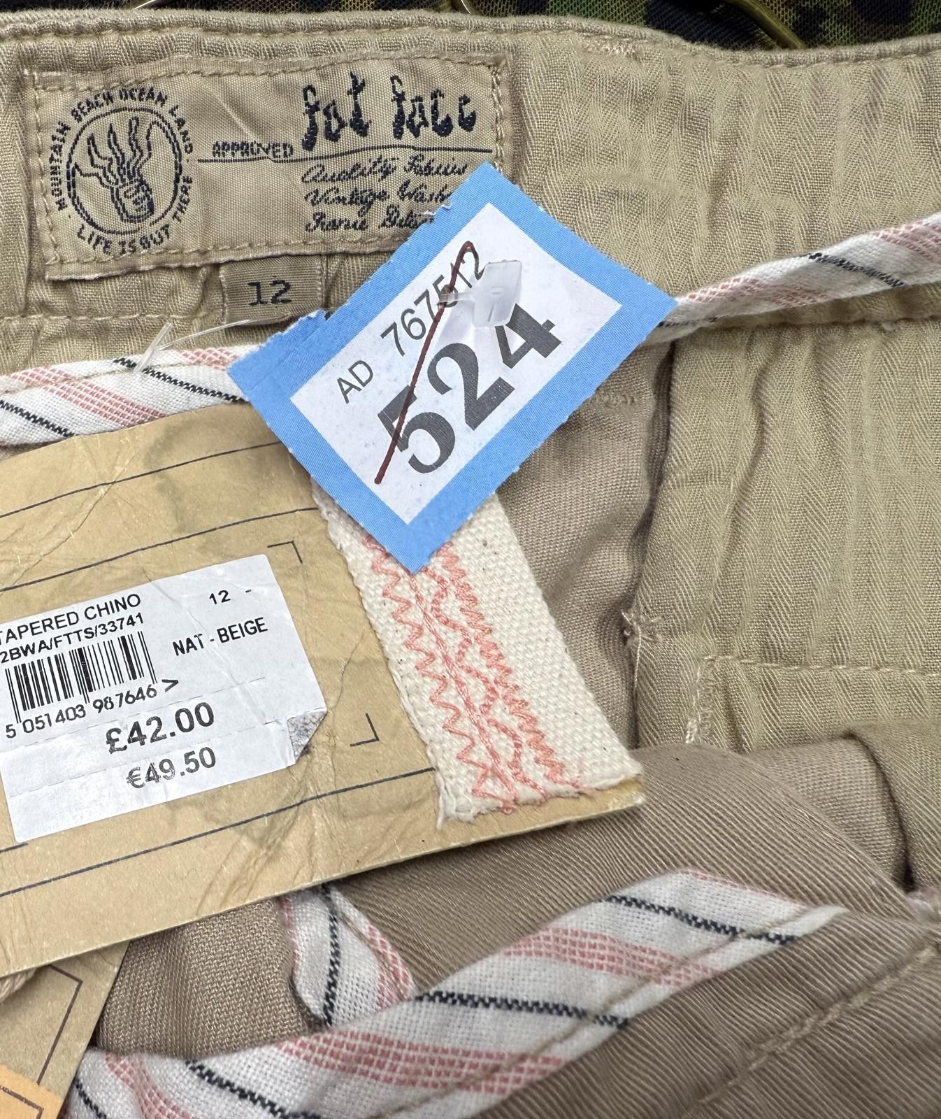FatFace Fat Face Tapered Chino Trousers in Beige, Size 12 Size US 32 / EU 48 - 2 Thumbnail