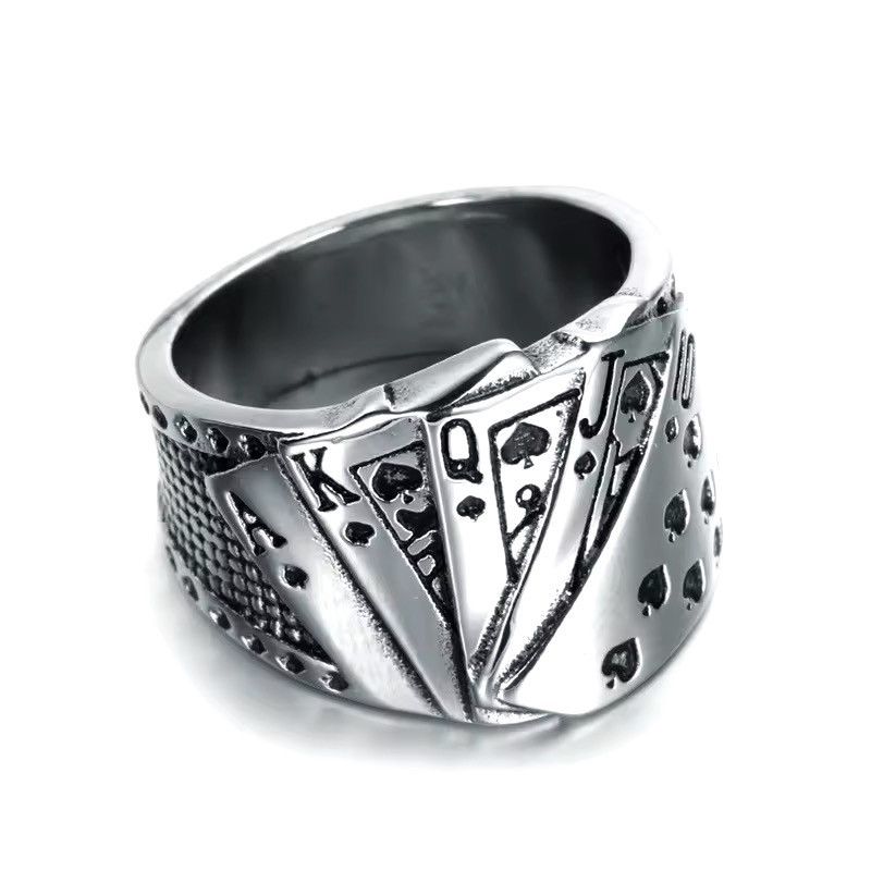 Other Poker Flush Playing Card Stainless Steel Ring Size ONE SIZE - 3 Thumbnail