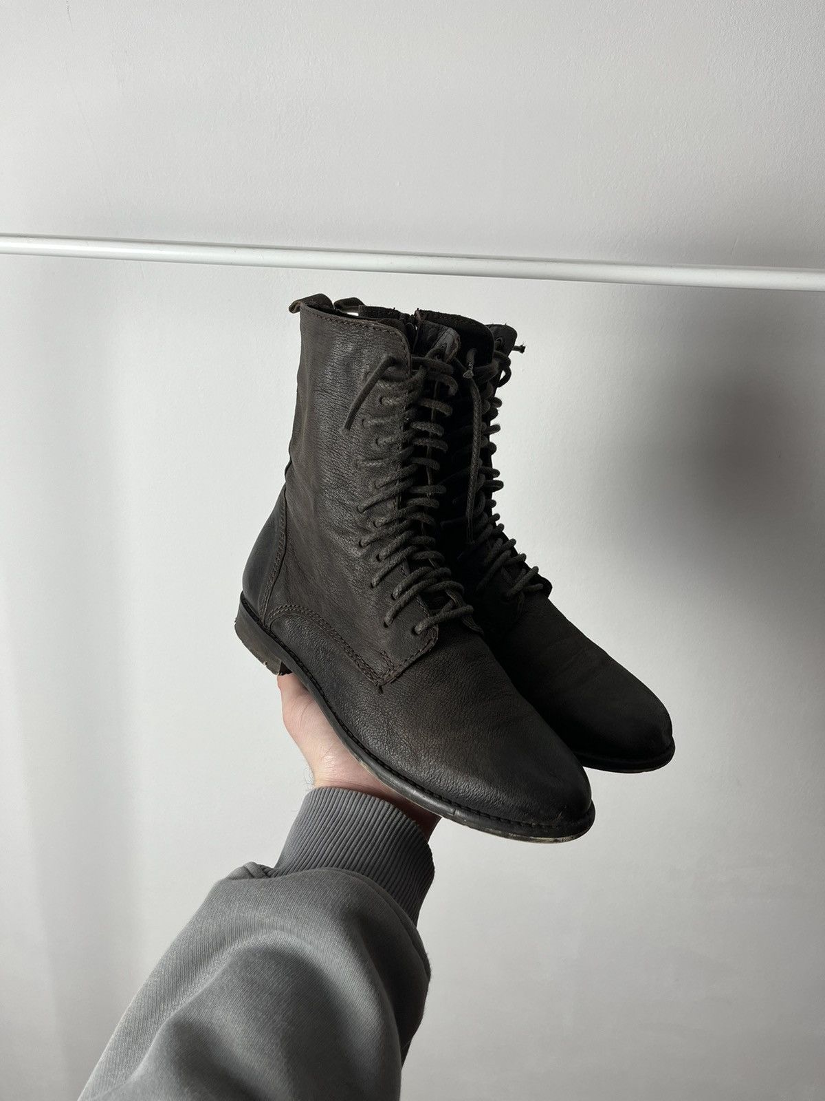 Vintage Avant-Garde Leather Lace-Up Biker Women’s Boots US 7