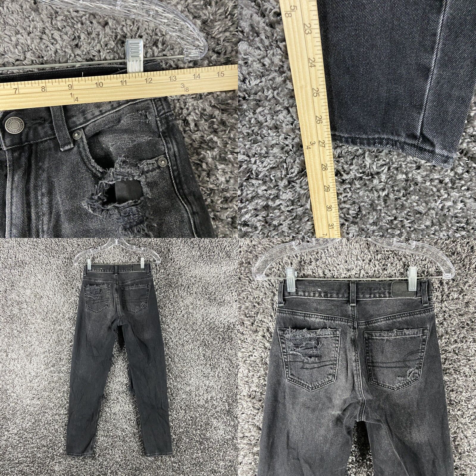 American Eagle Outfitters VINTAGE American Eagle Mom Jeans Distressed Black Regular Size 00 Womens Size 24" / US 00 / IT 34 - 8 Thumbnail