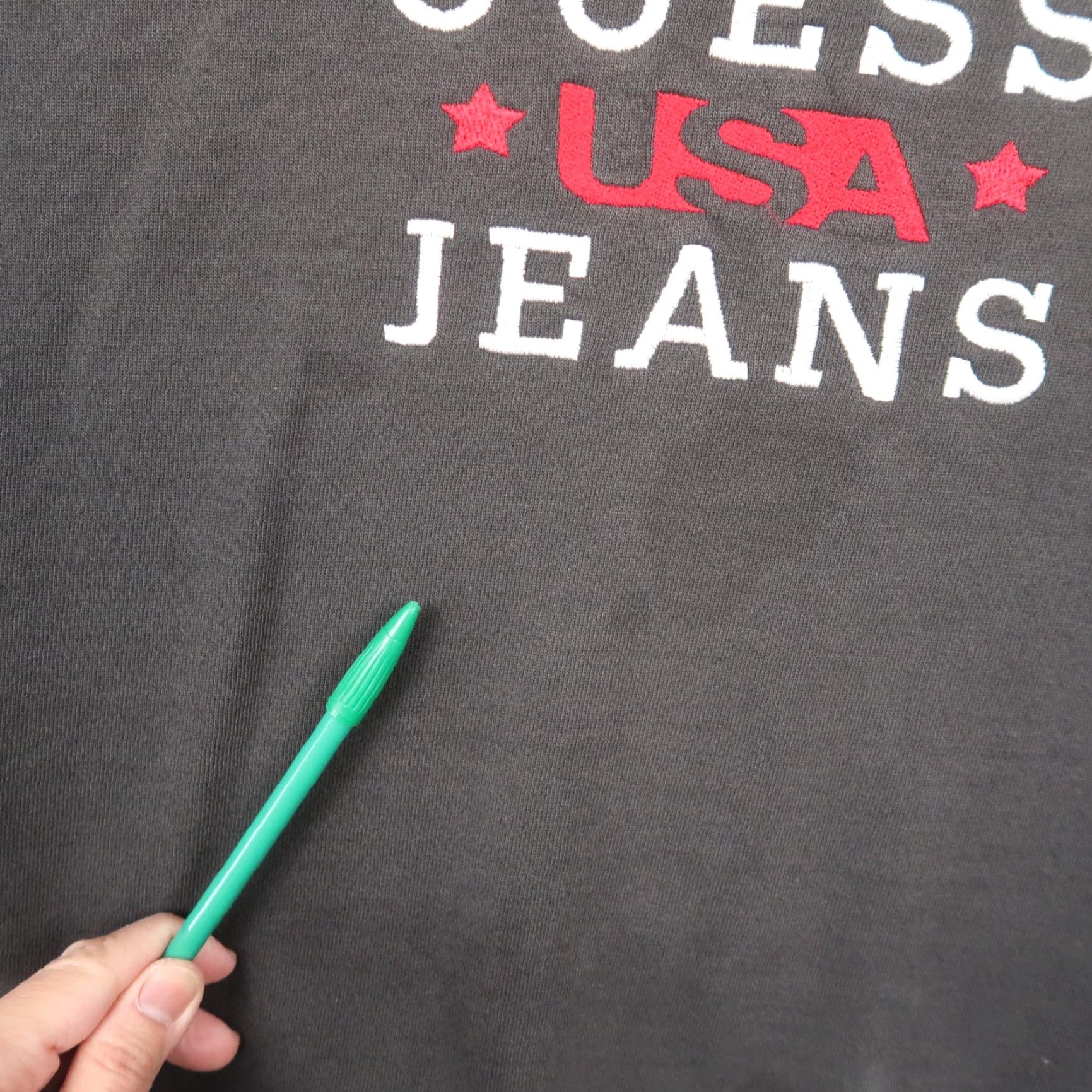 Guess VINTAGE Guess Jeans Sweatshirt Crewneck XL Black Distressed 90s Logo Mens Pullover Size US XL / EU 56 / 4 - 7 Thumbnail