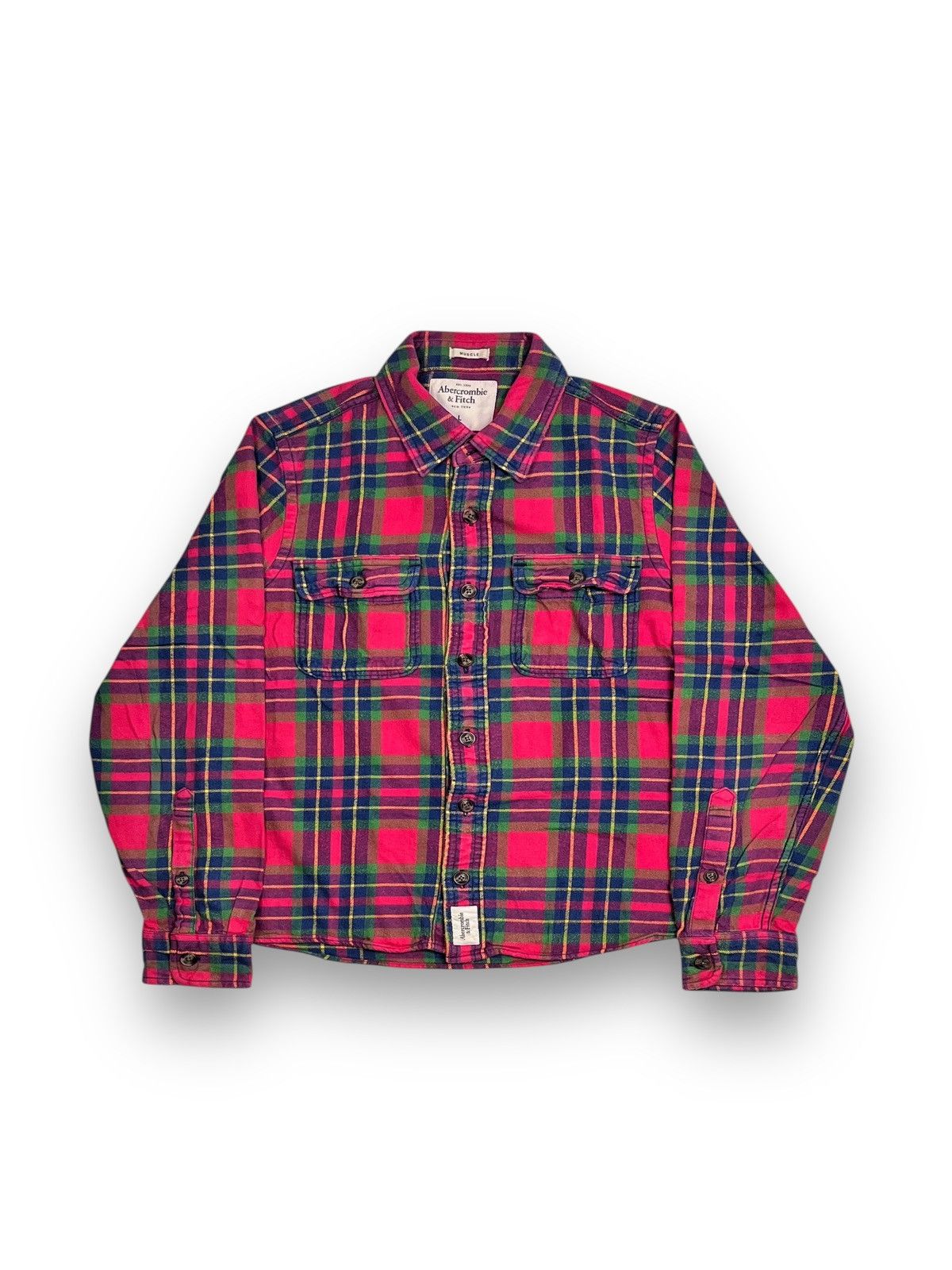 Abercrombie & Fitch × Vintage Y2K Abercrombie & Fitch Double Pocket Plaid Flannel Size US M / EU 48-50 / 2 - 1 Thumbnail