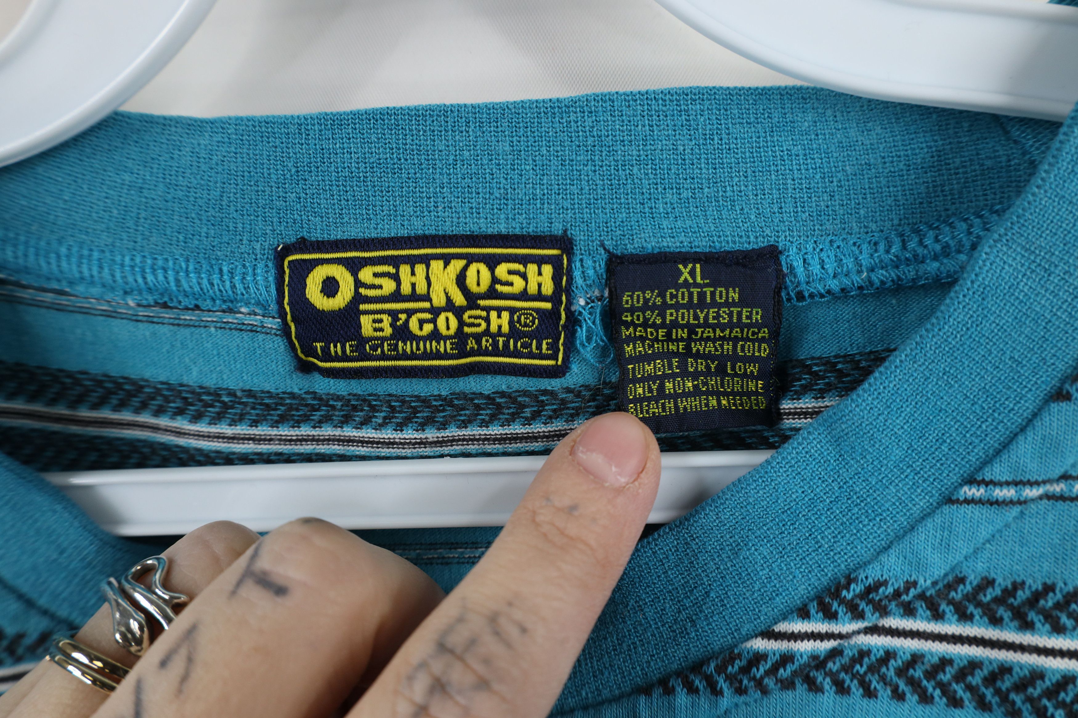 Vintage Vintage 90s OshKosh B'Gosh Striped Short Sleeve T-Shirt Blue Size US XL / EU 56 / 4 - 8 Thumbnail