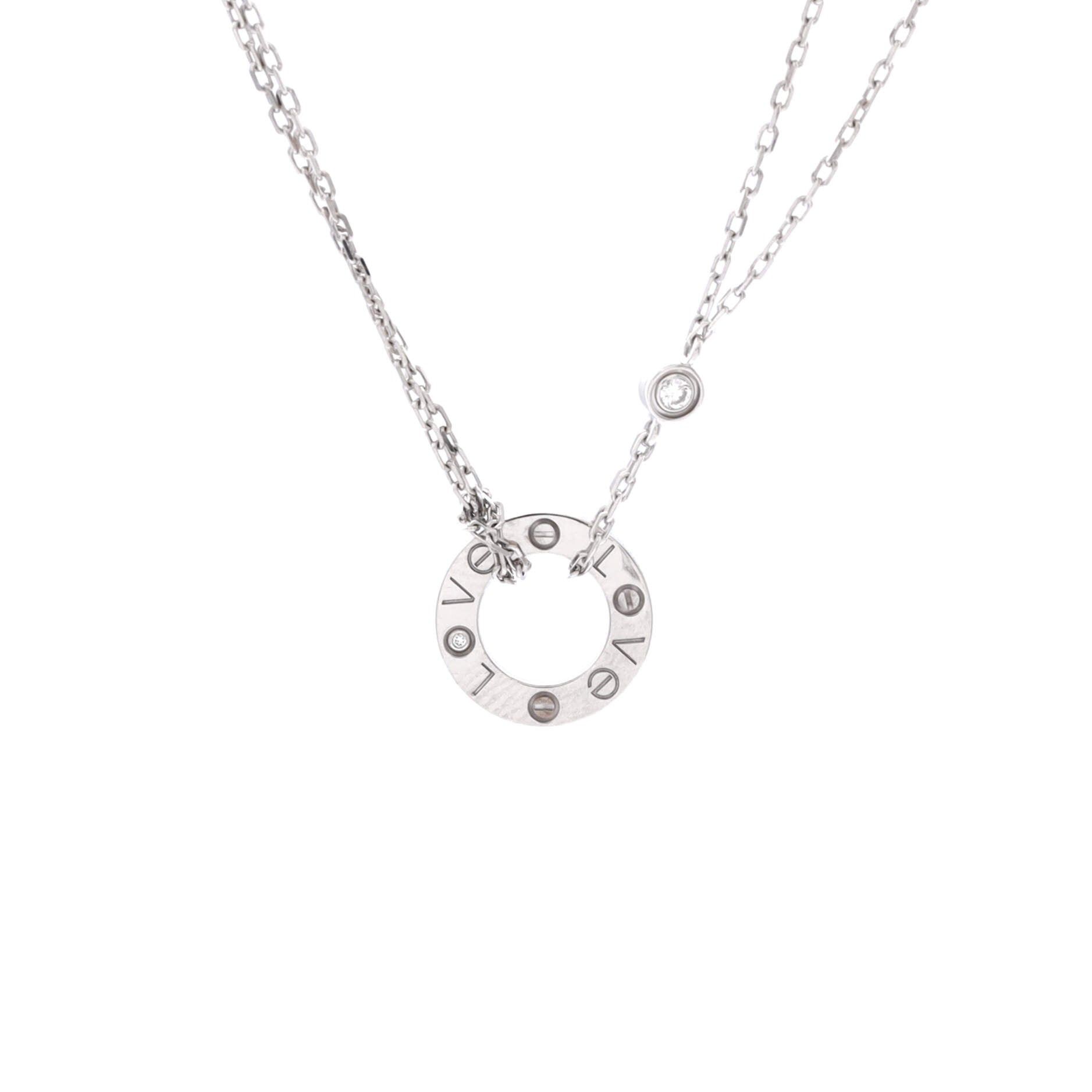 Cartier 2 Diamonds Love Pendant Necklace Size ONE SIZE - 1 Thumbnail