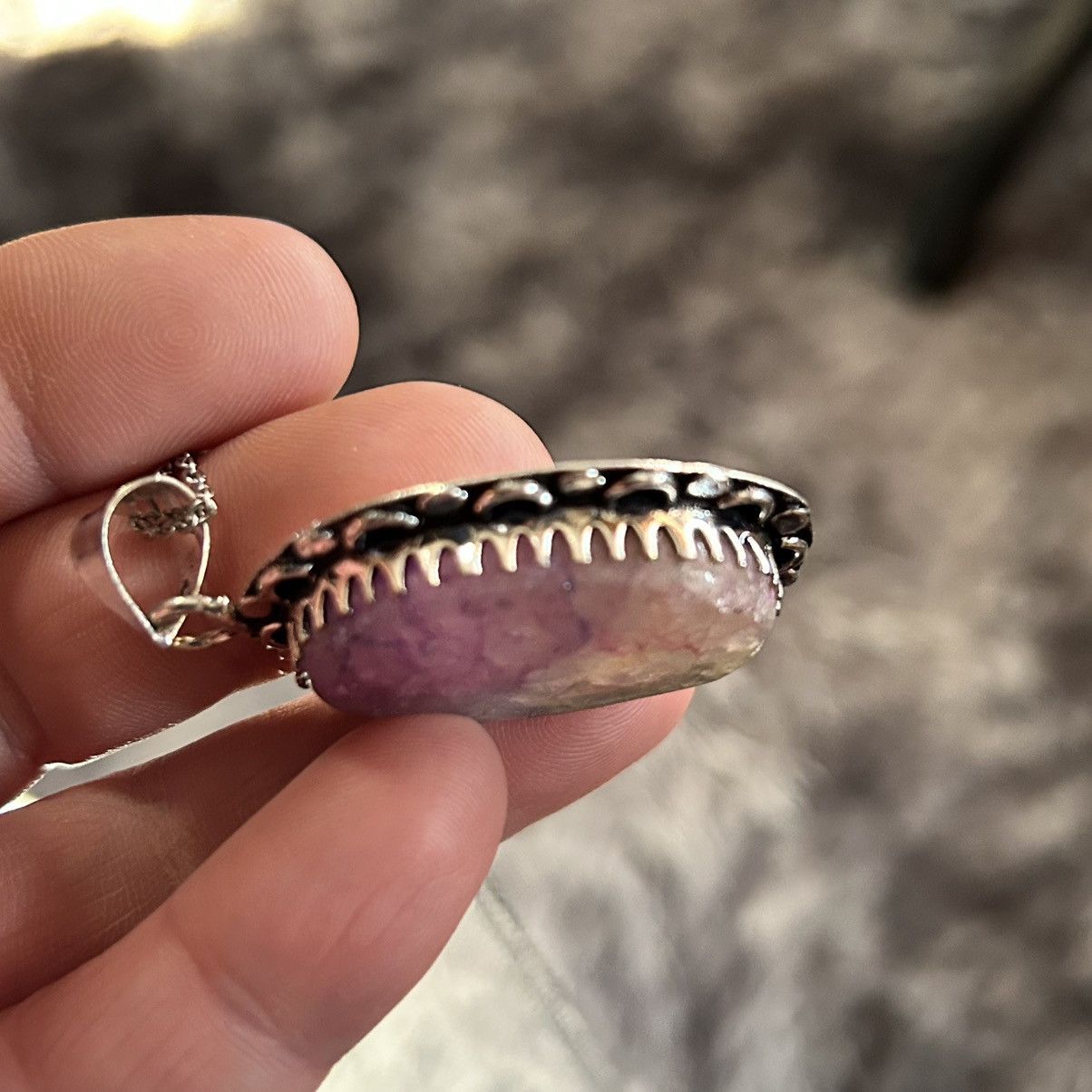 Handmade Handcrafted oval crackle quartz dogtooth 925 necklace Size ONE SIZE - 7 Thumbnail