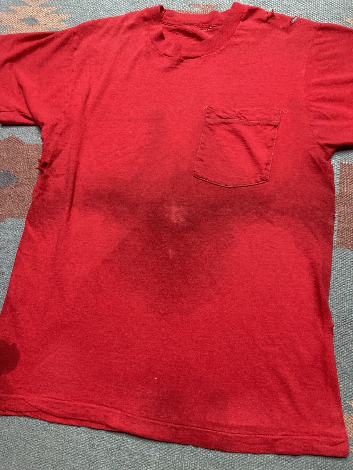 Vintage 80s pocket t shirt blank distressed thrashed grunge medium Size US M / EU 48-50 / 2 - 4 Thumbnail