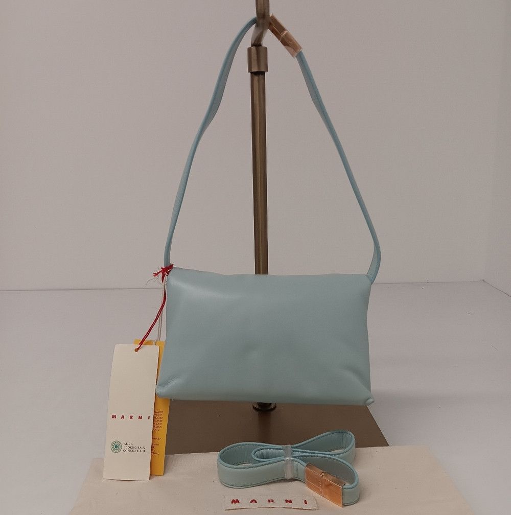 Marni Marni Womens Small Leather Prisma Crossbody Bag - Light Blue Size ONE SIZE - 1 Thumbnail