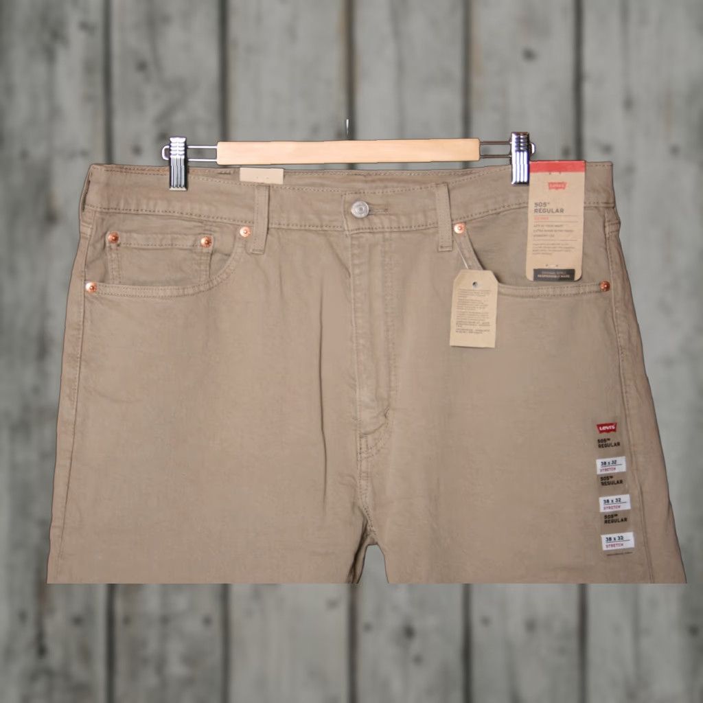 Levi's LEVI'S 505 Khaki Eco Ease Regular Fit Straight Leg Denim Jeans 38x32 Mens Slim Beige Color Size US 38 / EU 54 - 1 Thumbnail