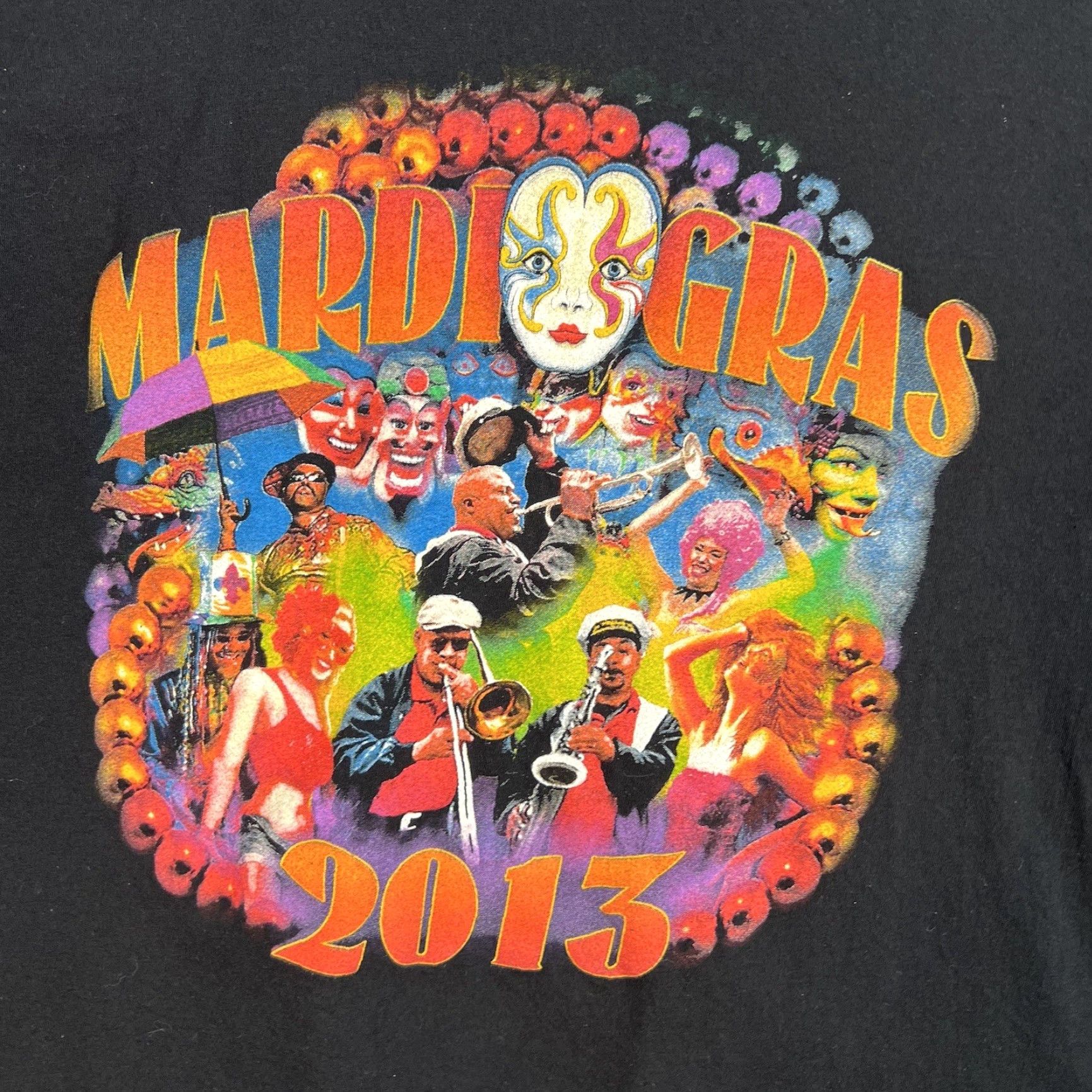 Vintage Mardi Gras 2013 Bottoms Up Throw Dem Hands Up T Shirt Adult 3XL Black Cotton Men Short Sleeve Crew Neck Vintage: No Size US XXL / EU 58 / 5 - 5 Thumbnail