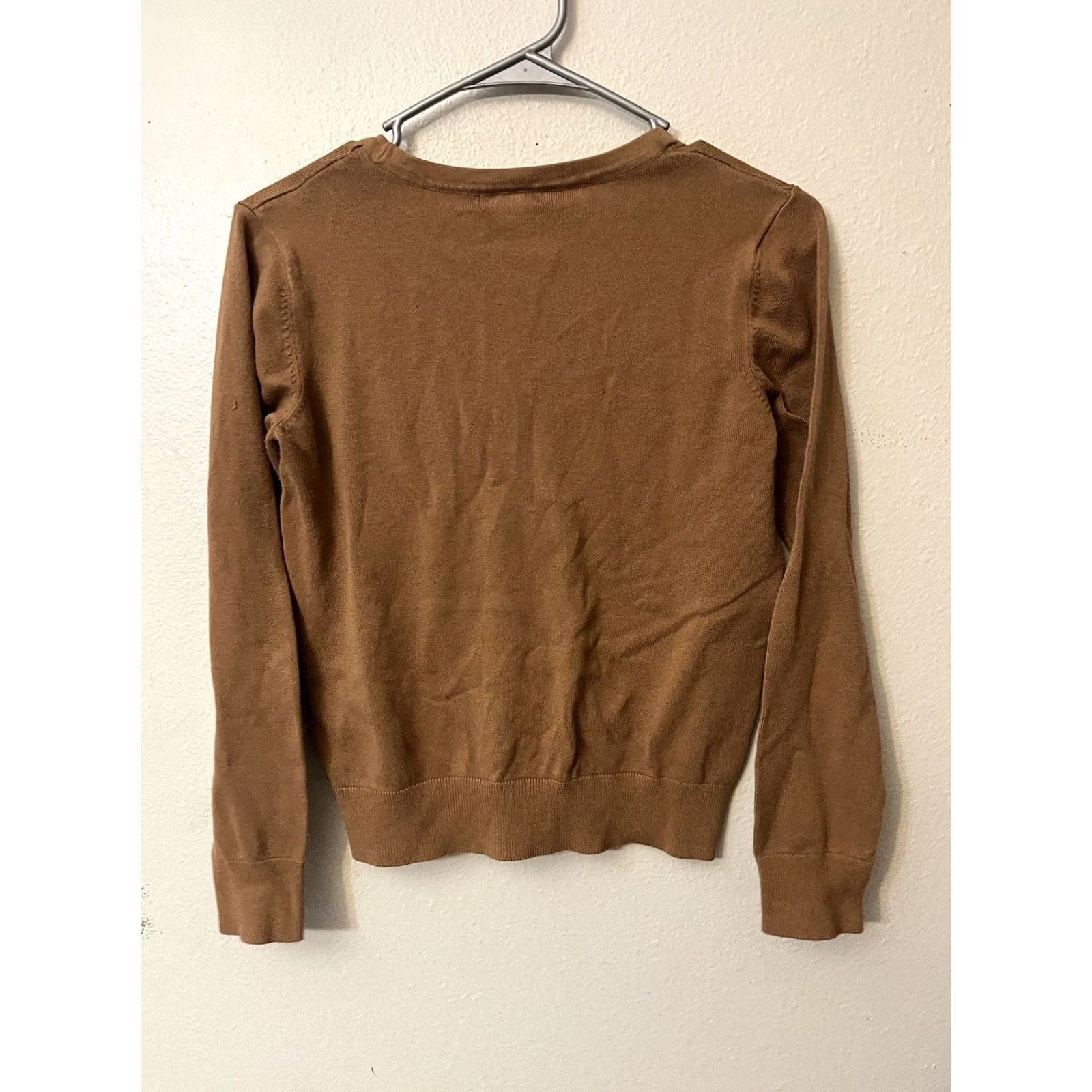H&M H&M BASIC Women's Size Small Brown V Neck SWEATER CARDIGAN Button Size S / US 4 / IT 40 - 3 Thumbnail